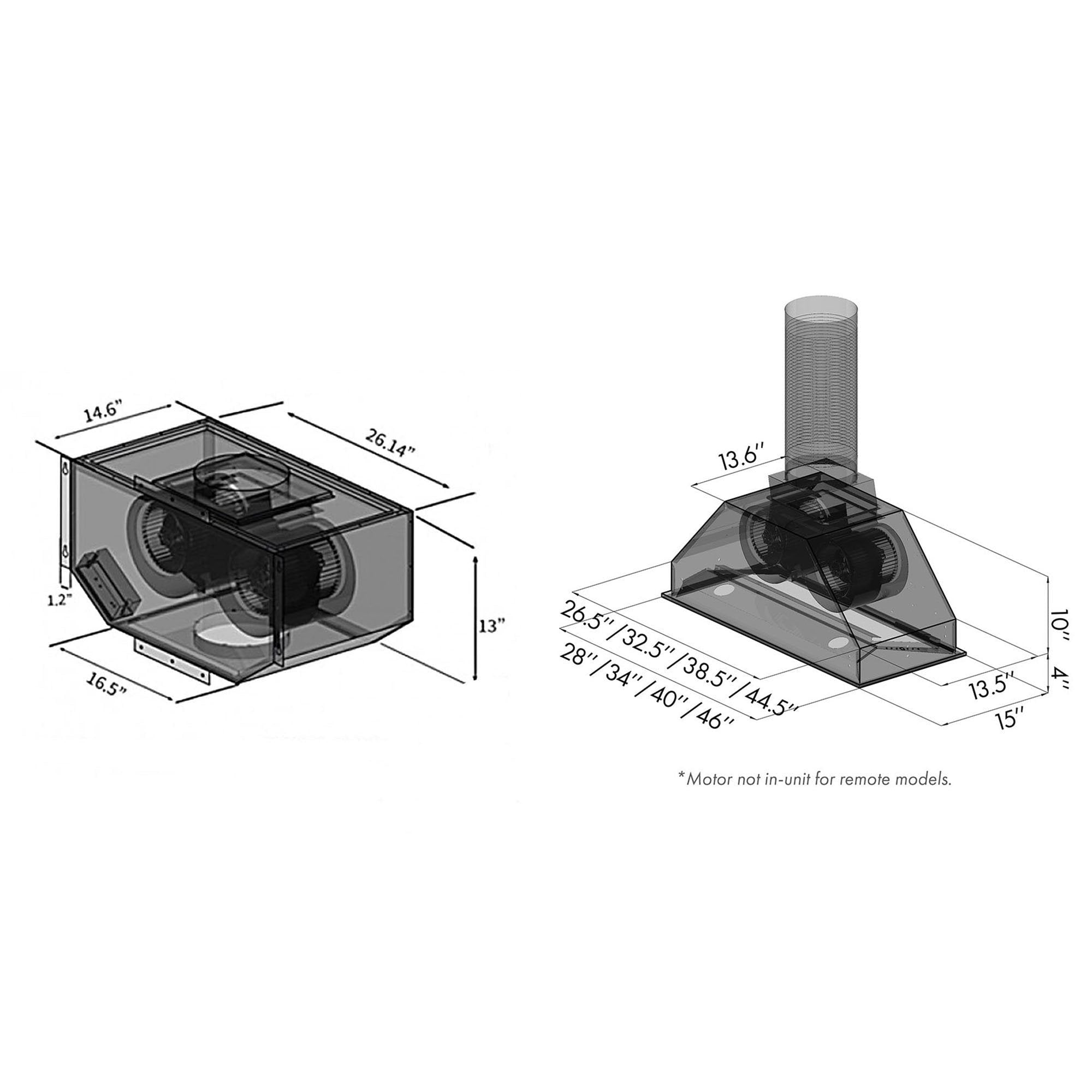 ZLINE 700 CFM Stainless Steel Range Hood Insert with Double Remote Blower - 695 RD Model | Ideal for Modern Kitchens & High-Performance Ventilation