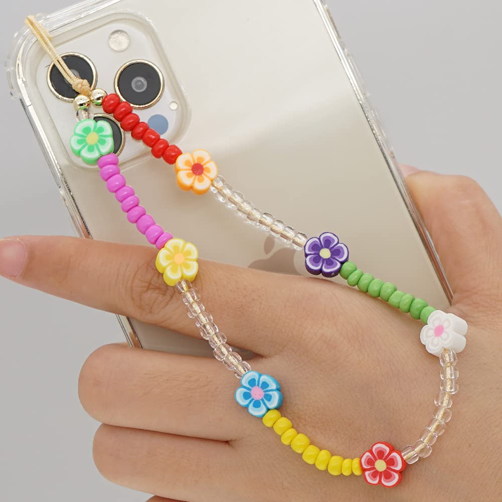 Beaded Phone Lanyard Wrist Strap for Women & Girls - Stylish Beaded Phone Charm Decoration Accessory - Perfect for Smartphones, Keys & ID Cards at Work, School or Travel