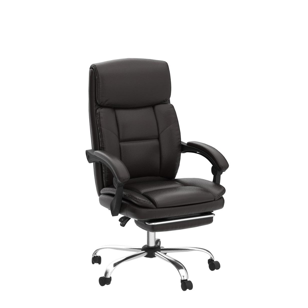 Premium Ergonomic Executive Office Chair - Big & Tall Leather Swivel Rolling Manager Chair with Adjustable High Back, Padded Armrests & Retractable Footrest - Perfect for Home Office, Gaming & Computer Workstations