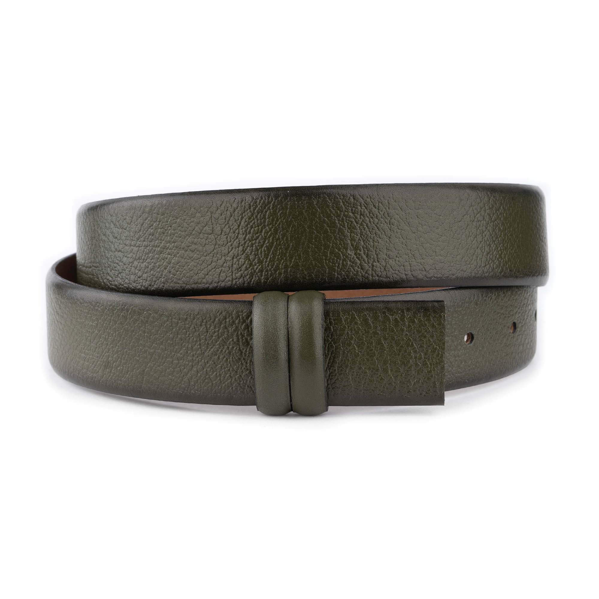 Premium Olive Green Buffalo Leather Men's Belt Strap - Replacement for Dunhill Buckles | Durable & Stylish Accessory for Business, Casual & Formal Wear
