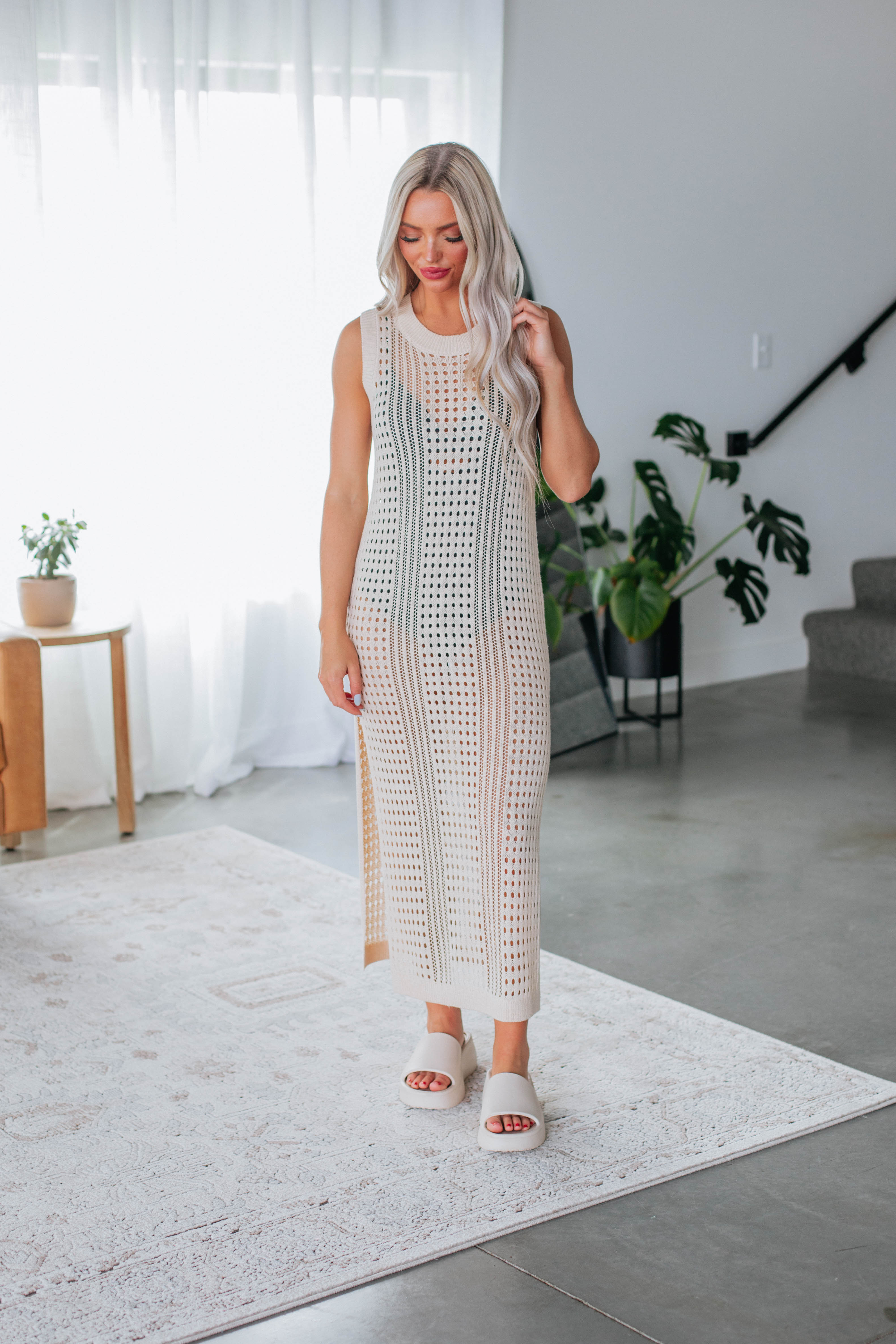 Belinda Crochet Dress Women's Elegant Lace Summer Maxi Dress - Cream White Boho Chic Beach Wedding Party Outfit for Vacation & Special Occasions