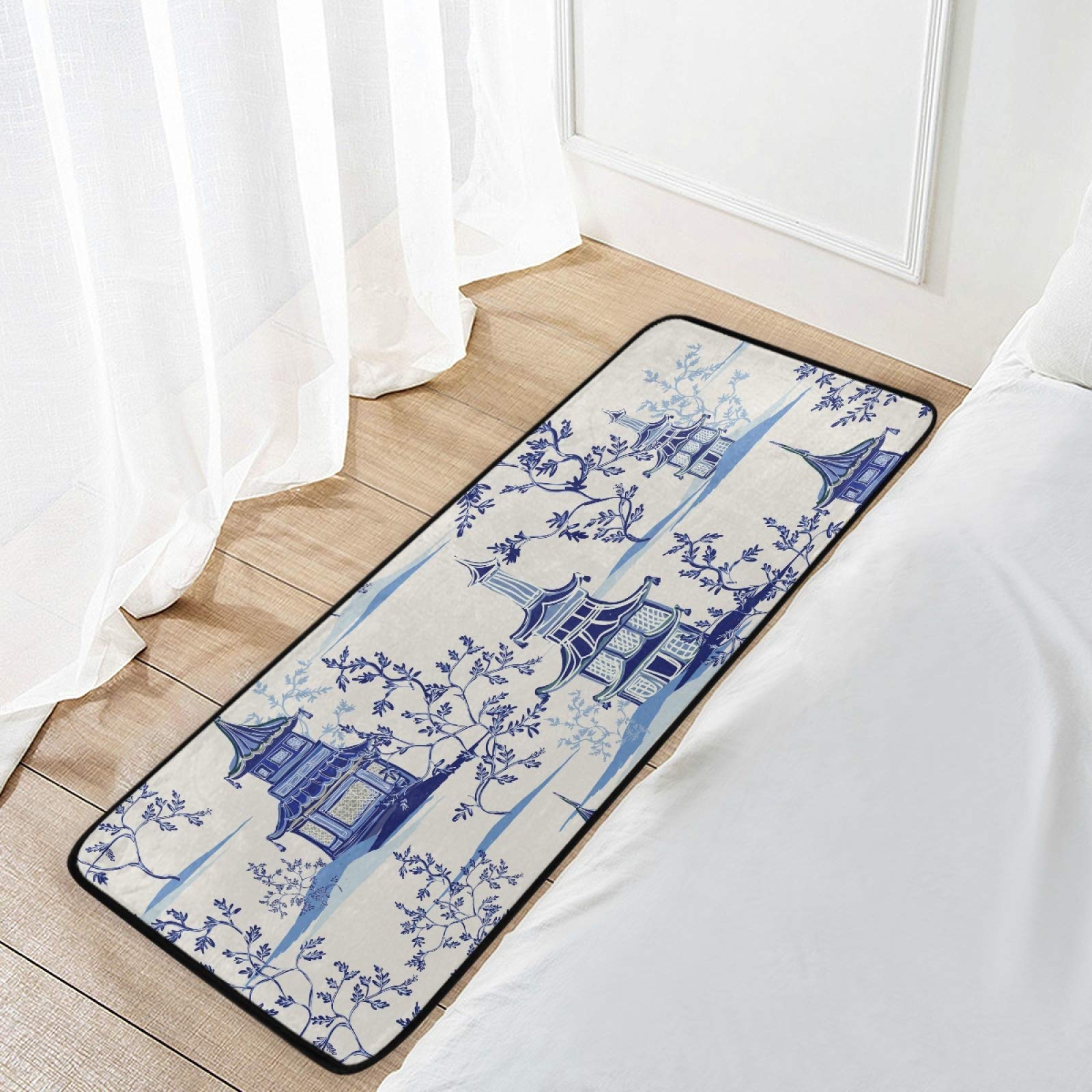 Susiyo Anti-Fatigue Kitchen Mat - Non-Slip Chinoiserie Pagoda Design Floor Rug, Oil & Stain Resistant, Easy Clean for Indoor/Outdoor Use - Perfect for Kitchens, Bathrooms & Entryways