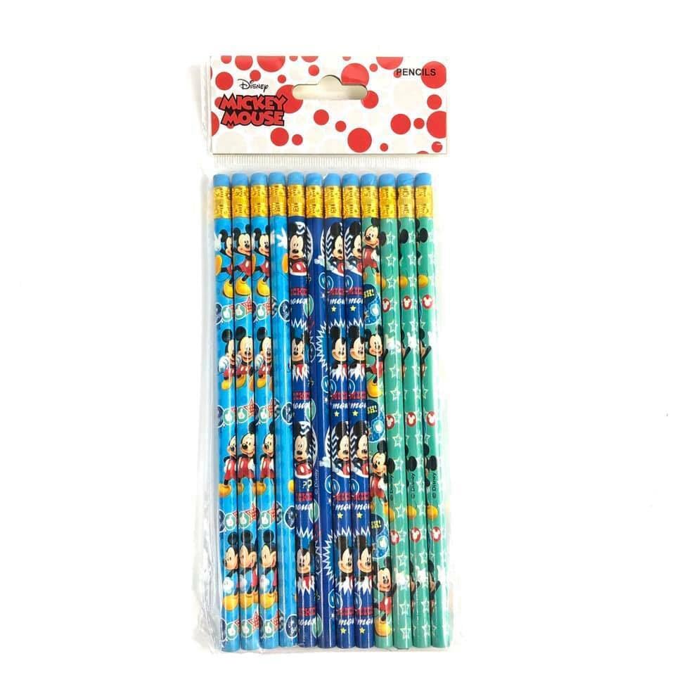 Disney Mickey Mouse Pencil Set with Pencil Pouch - 12 Pack Colorful Writing Pencils & Cute Storage Case for School, Office, Art Supplies, Gifts & Collectibles