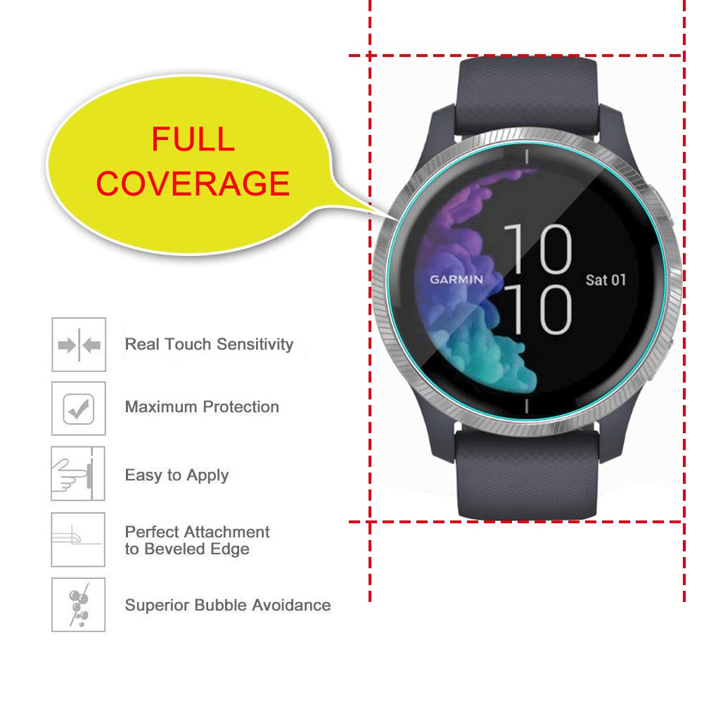 J&D 6-Pack HD Clear Soft Skin Screen Protector for Garmin Venu 43mm - Full Coverage, Anti-Scratch, Bubble-Free - Perfect for Running, Swimming & Outdoor Activities