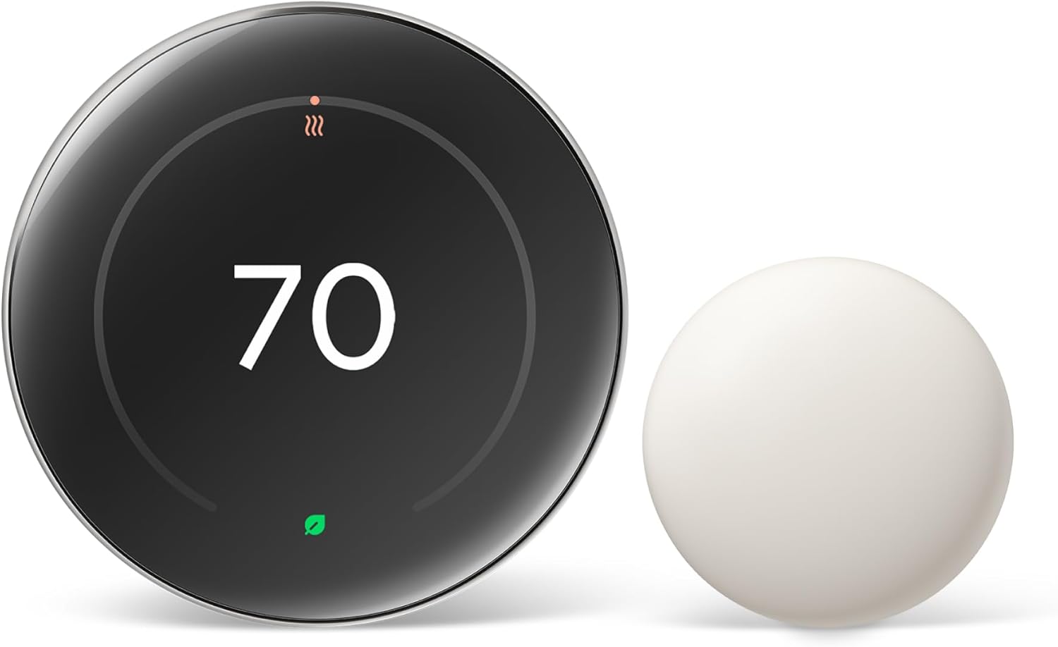 Google Nest Learning Thermostat 4th Generation (2024) with Smart Temperature Sensor - Polished Silver | Energy Saving Smart Home Device for HVAC Control