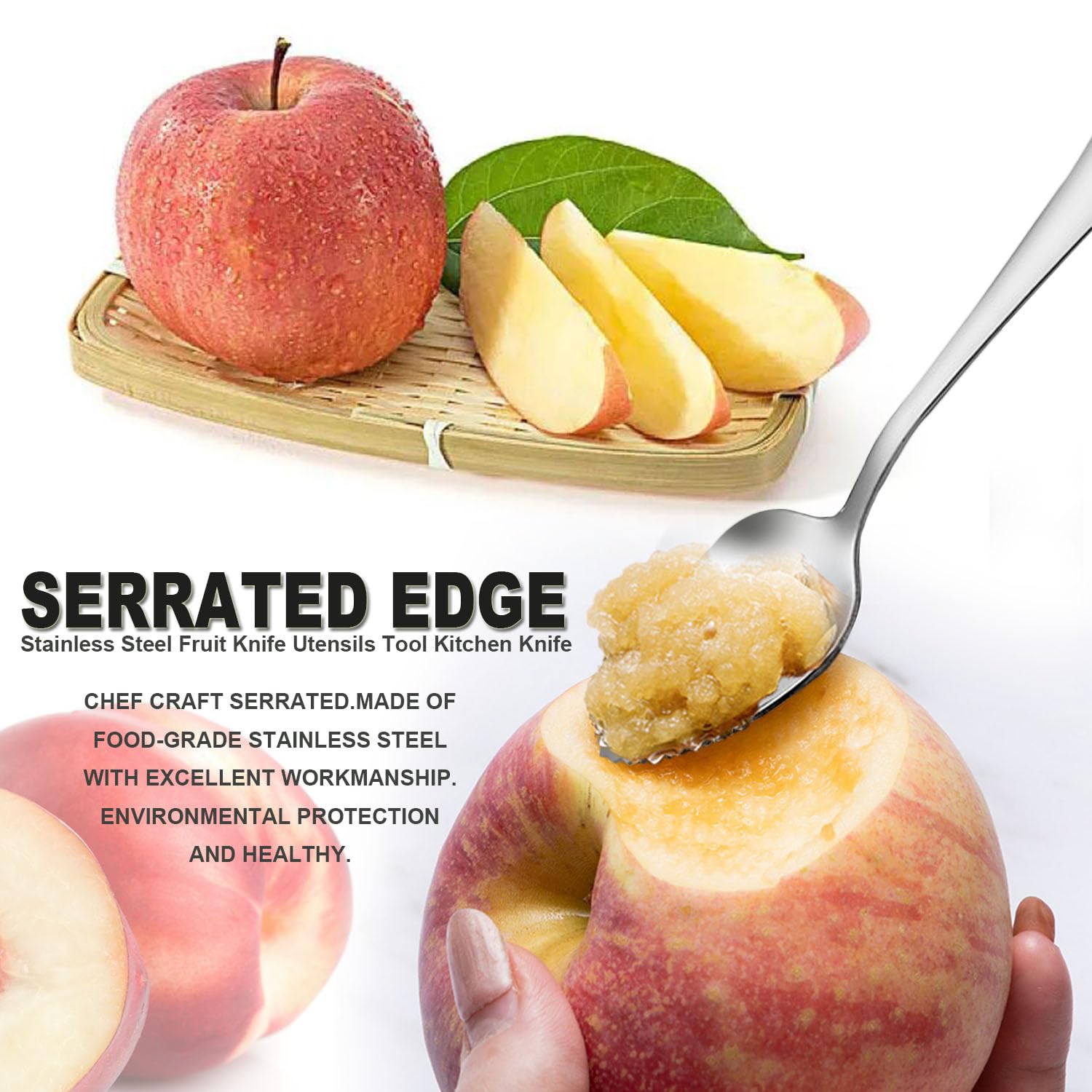 Premium Serrated Stainless Steel Grapefruit Spoons - Citrus Fruit Utensil for Grapefruit, Lemon, Kiwi, Melon & Salads | Perfect for Breakfast, Brunch & Healthy Snacking