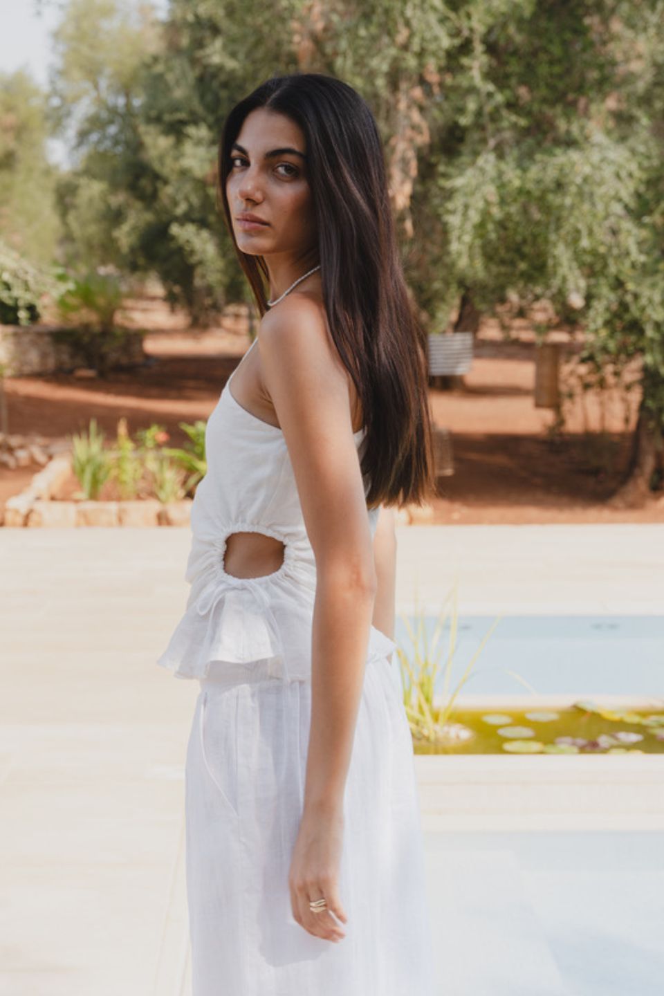 Fairytale White Linen One Shoulder Cutout Top for Women - Elegant Summer Blouse for Beach, Party & Date Night Outfits