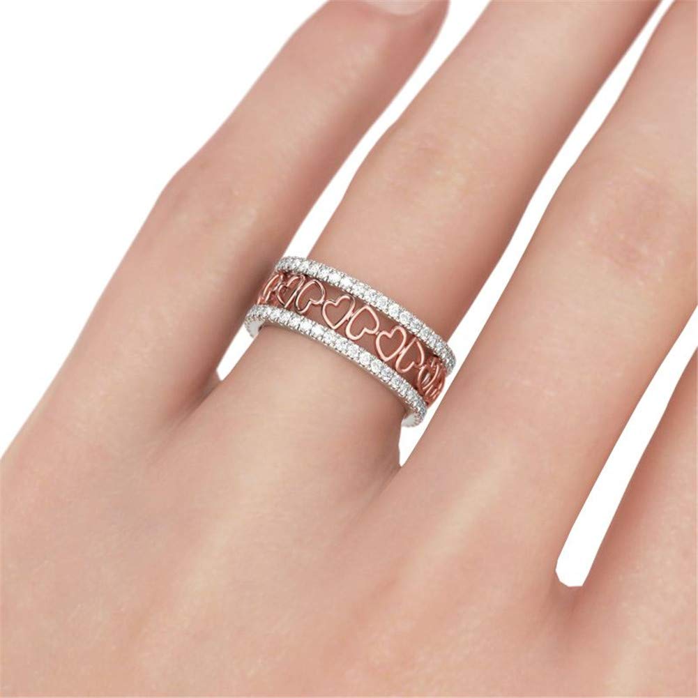 Jeulia Rose Gold & White Gold Two Tone Engagement Ring Set for Women - Round Cut Diamond Bridal Wedding Band Stackable Rings - Anniversary Promise Rings with Jewelry Gift Box - Perfect for Proposals, Weddings & Romantic Gifts