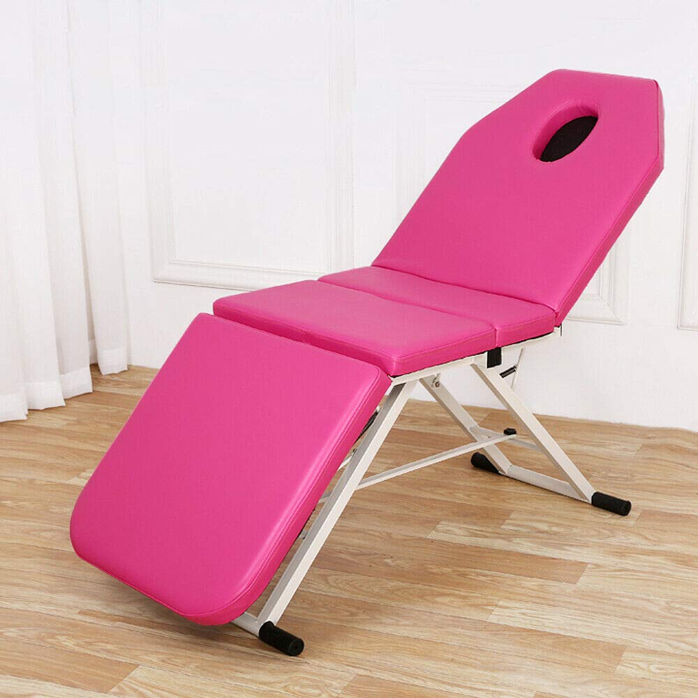 Portable Foldable Massage Table with Adjustable Headrest - Professional Beauty Salon Couch for Spa, Physical Therapy & Home Use - Sturdy Frame & Comfortable Pink Design