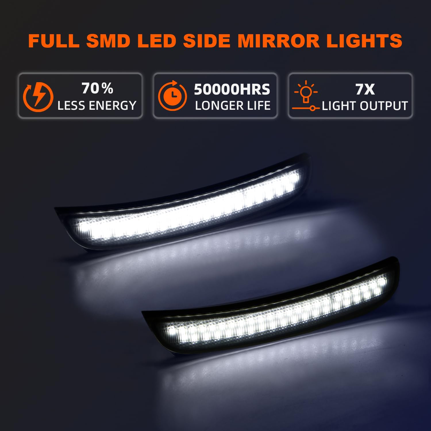 2015-2023 Dodge Charger LED Side Marker Lights - Smoked Lens Front & Rear Fender Light Kit with White Parking Lamp | Compatible with Charger SXT, Scat Pack & SRT Hellcat | 4-Piece Set for Enhanced Visibility & Style