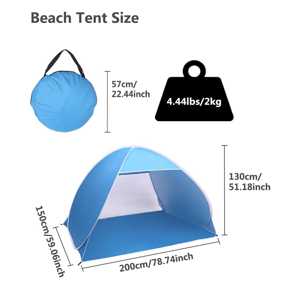 Portable Automatic Pop Up Beach Tent - UV Protection Sun Shelter, Waterproof & Windproof Instant Outdoor Cabana for 2-3 People | Perfect for Camping, Fishing, Hiking, Picnics & Beach Days | Includes Carry Bag