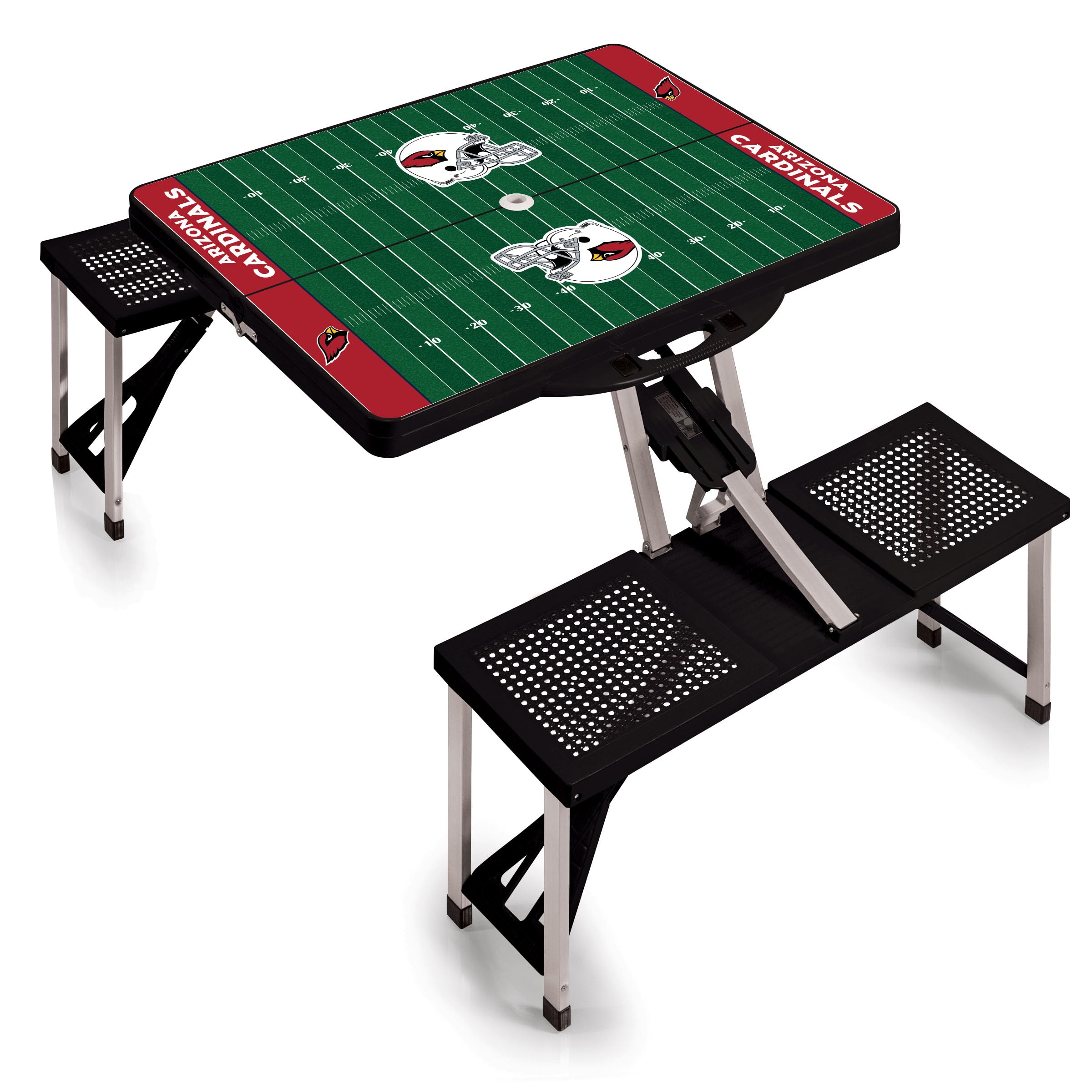 PICNIC TIME NFL Portable Folding Picnic Table with Seats & Umbrella - Compact Outdoor Dining for Tailgates, Camping & Beach Parties