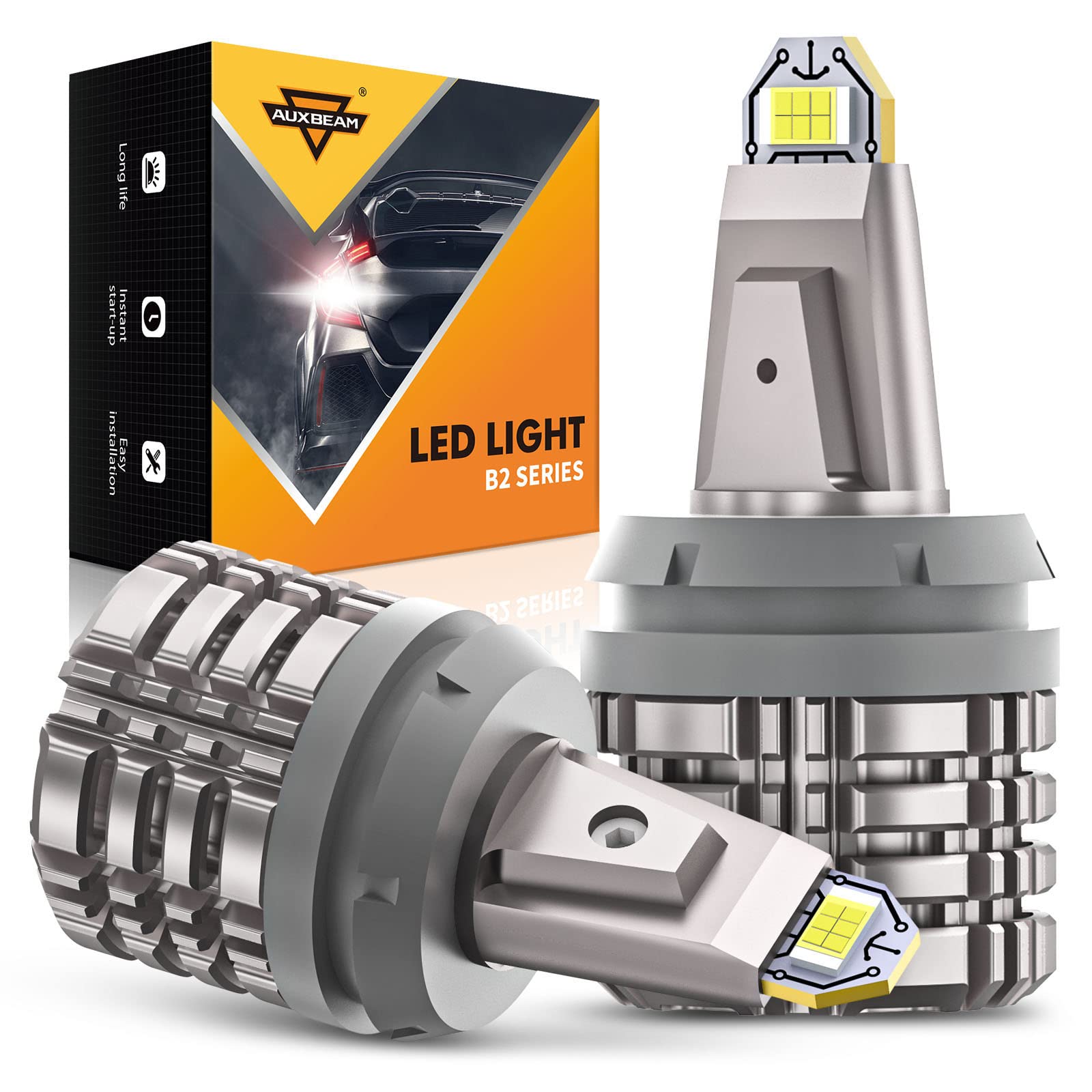 Auxbeam 2024 B2 Series Upgraded 3156 LED Bulb - 44W 6000LM Super Bright 3155 3456 LED Bulbs for Reverse/Tail/Parking/Brake/Turn Signal Lights (6500K White) - Perfect for Trucks, SUVs & Cars Nighttime Safety