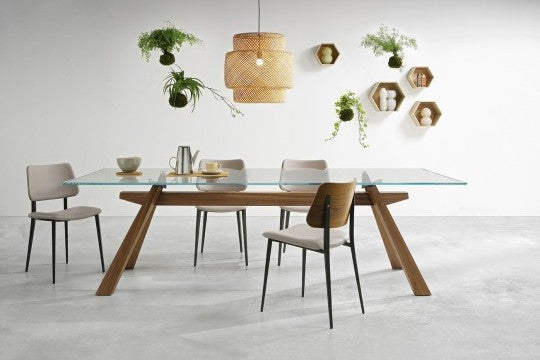Midj Zeus Modern Dining Table - Solid Wood Kitchen Table for 6 - Elegant Home Dining Furniture for Family Gatherings & Dinner Parties