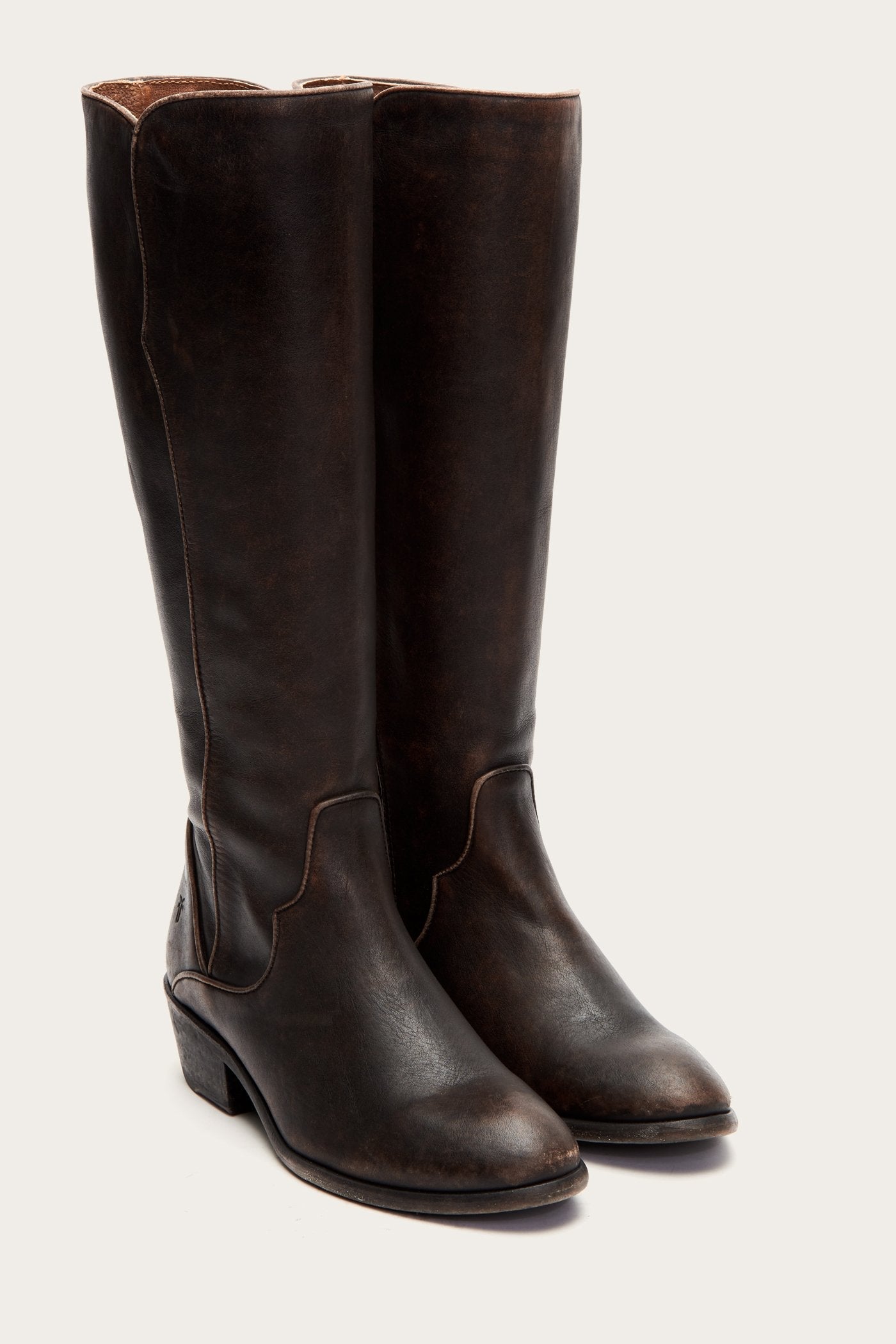 Vintage Carson Piping Tall Boots - Pre-Owned Leather Ankle Boots for Women | Perfect for Fall Fashion, Casual Outfits & Everyday Wear