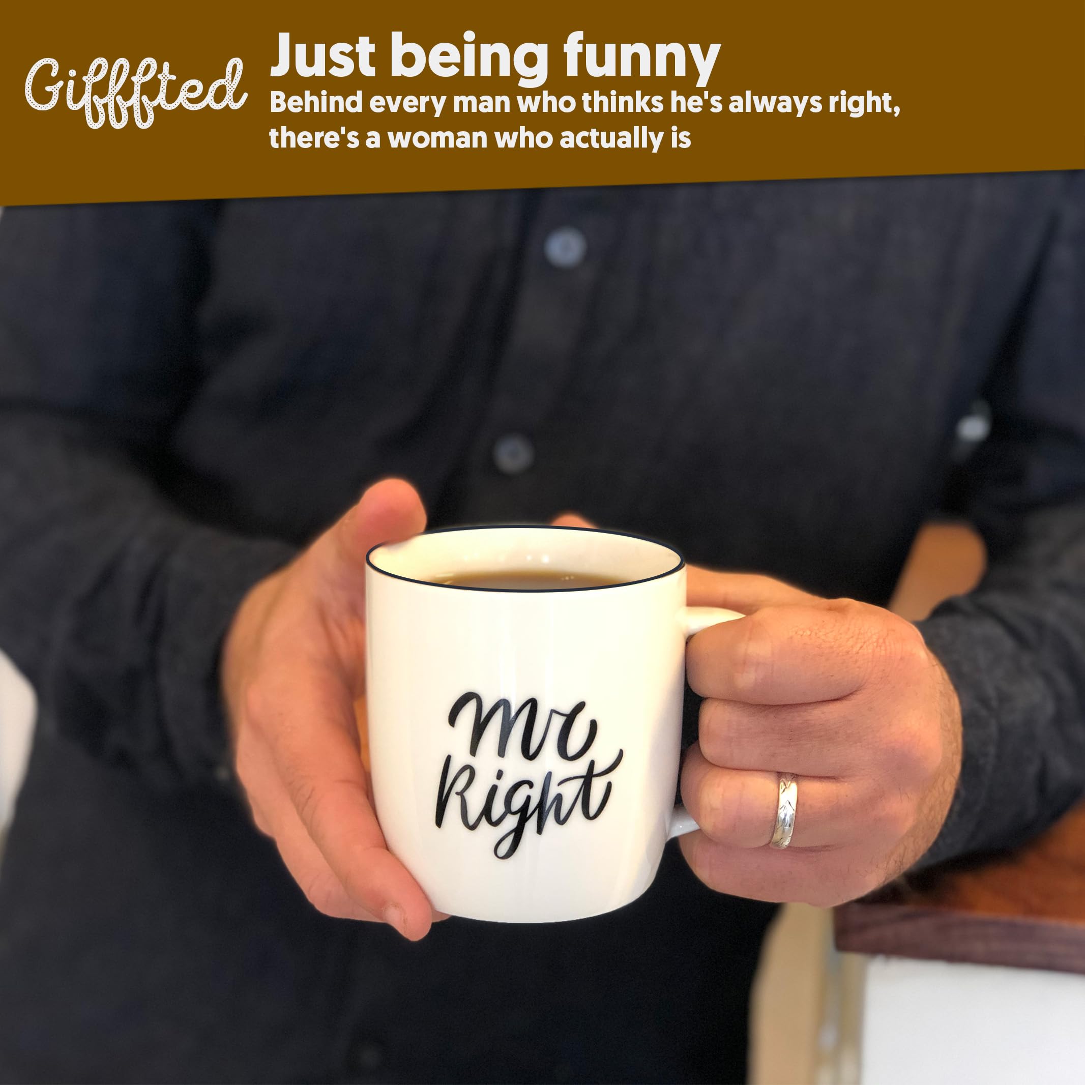 His and Hers Coffee Mugs Gift Set - Mr Right & Mrs Always Right Couple Mugs for Wedding, Anniversary, Engagement - Perfect for Newlyweds, Parents, Christmas Gifts - Romantic Gift for Couples, Husband & Wife - Ideal for Morning Coffee, Date Nights & Anniversary Celebrations