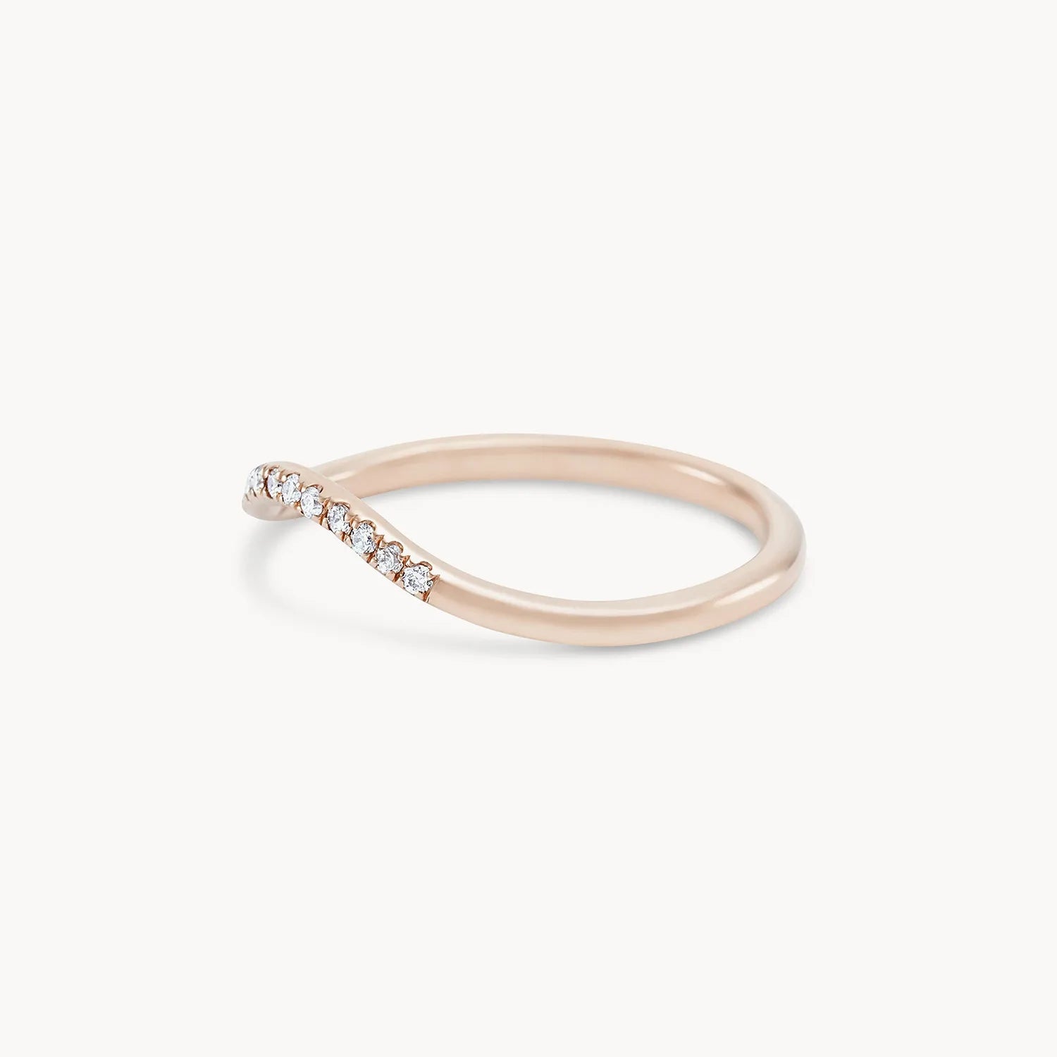 14K Rose Gold Wave Eternity Ring with White Diamonds - Elegant Stackable Wedding Band for Women, Perfect for Anniversaries, Engagements & Everyday Wear