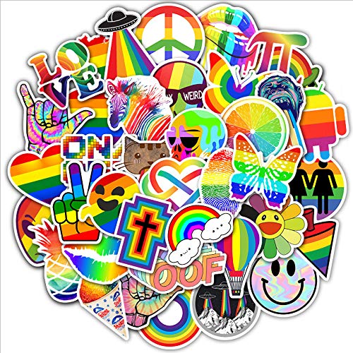 50 Pcs Rainbow Graffiti Waterproof Vinyl Stickers - Colorful Aesthetic Decals for Hydro Flask, Laptop, Water Bottle - DIY Crafts, School Supplies, Party Favors & Room Decor