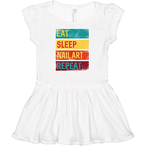 Inktastic Nail Tech Eat Sleep Nail Art Repeat Infant Baby Girl Dress - Cute Graphic Tee Outfit for Toddlers, Birthday Gifts & Photo Shoots
