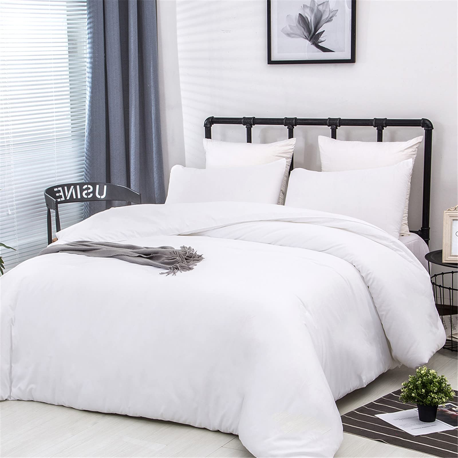 Luxlovery White Comforter Set Twin - Soft Breathable 3-Piece Bedding Set with Solid Quilt & Blanket for Twin Bed | Perfect for Guest Rooms, Dorms & Cozy Bedrooms