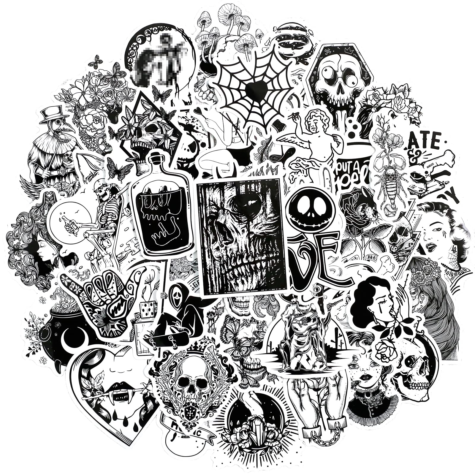 50pcs Thriller Dark Character Stickers - Waterproof Vinyl Decals for Water Bottles, Laptops, Bikes, Phones & Skateboards - Aesthetic Stickers Pack for Teens, Boys & Kids - Perfect for School, Office & Personalizing Gadgets