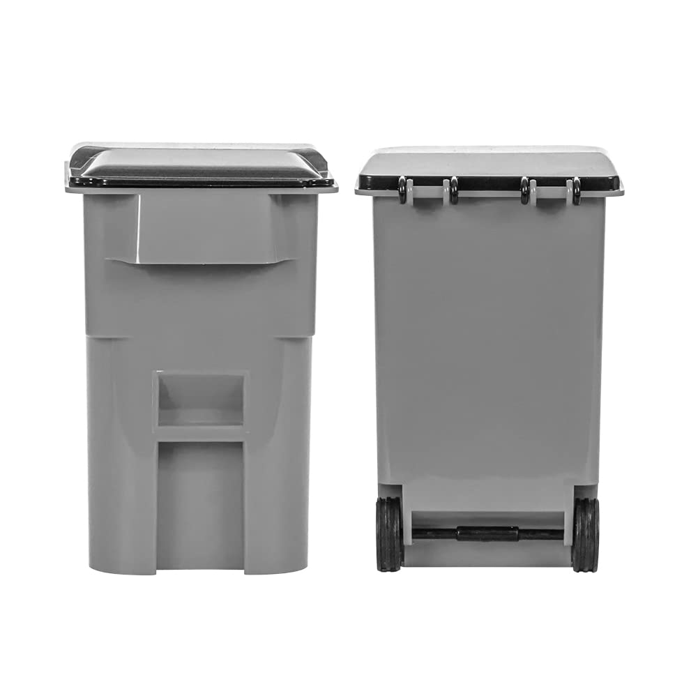 Black Dumpster & 3 Gray Trash Cans with Lids & Wheels for Wrestling Action Figures - Perfect for Wrestling Dioramas, Toy Displays & Collectible Scenes