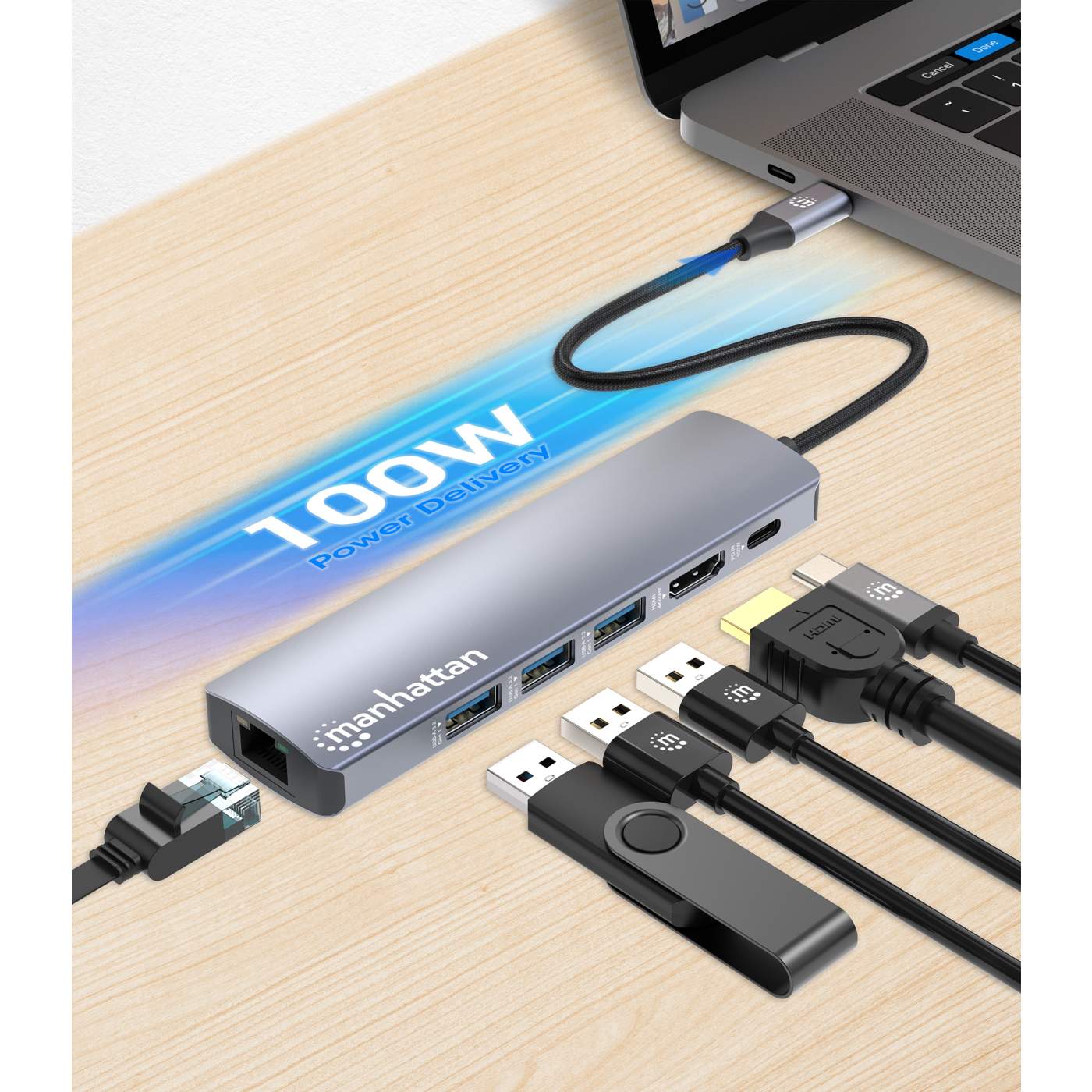 6-in-1 USB C Docking Station with Power Delivery & 4K HDMI - Multi-Port Hub for MacBook Pro, Dell XPS, Surface Pro - Perfect for Home Office, Gaming & Video Conferencing