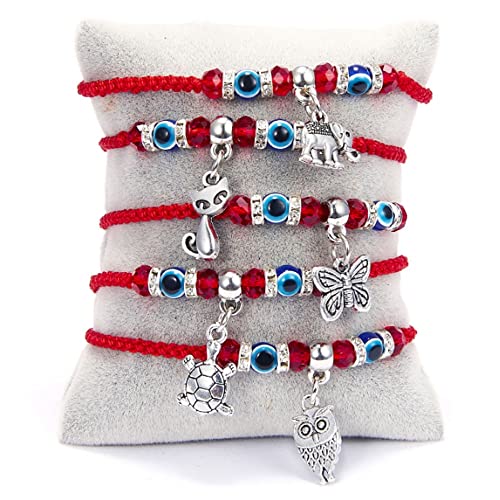 Evil Eye Protection Bracelet Set - Handmade Adjustable Red String Bracelet for Men & Women with Pendant (9pcs) - Perfect for Spiritual Protection, Gift Giving & Everyday Wear