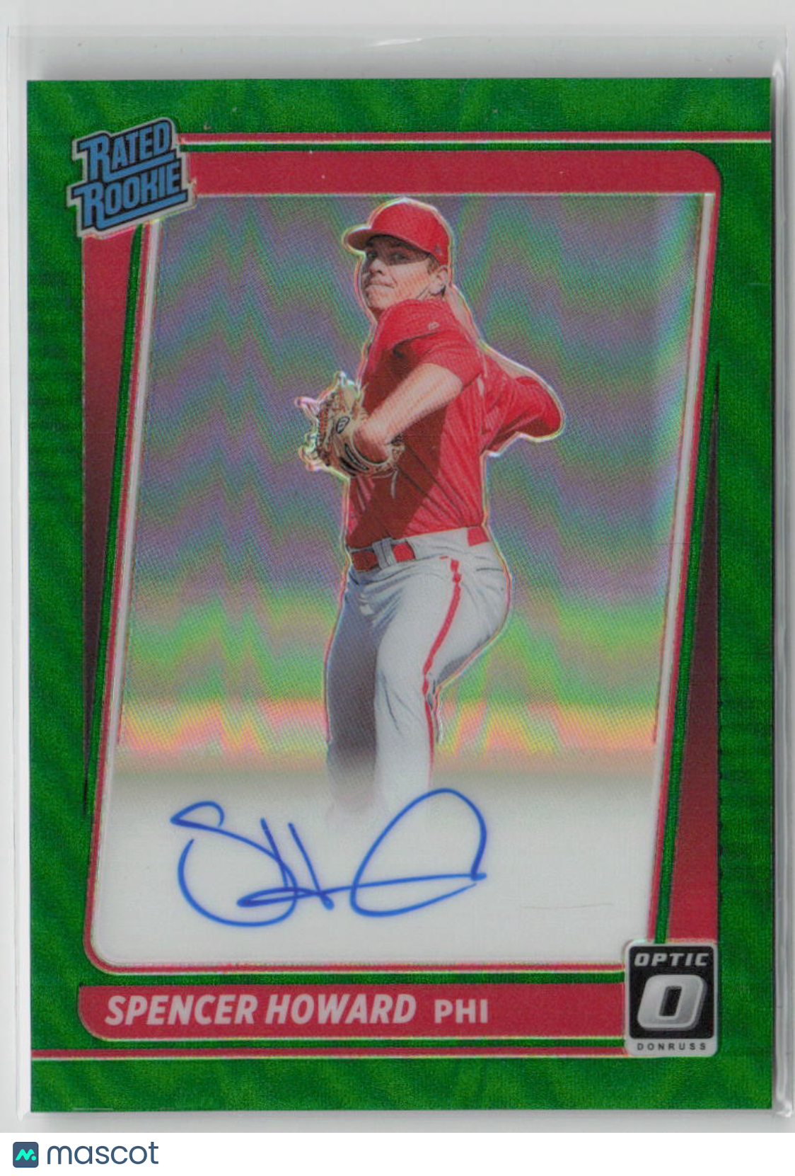 2021 Donruss Optic Spencer Howard Rated Rookie Green Autograph 1/5 RRS SP - Rare Baseball Card for Collectors & Sports Memorabilia Enthusiasts - Perfect for Display, Trading, and Investment