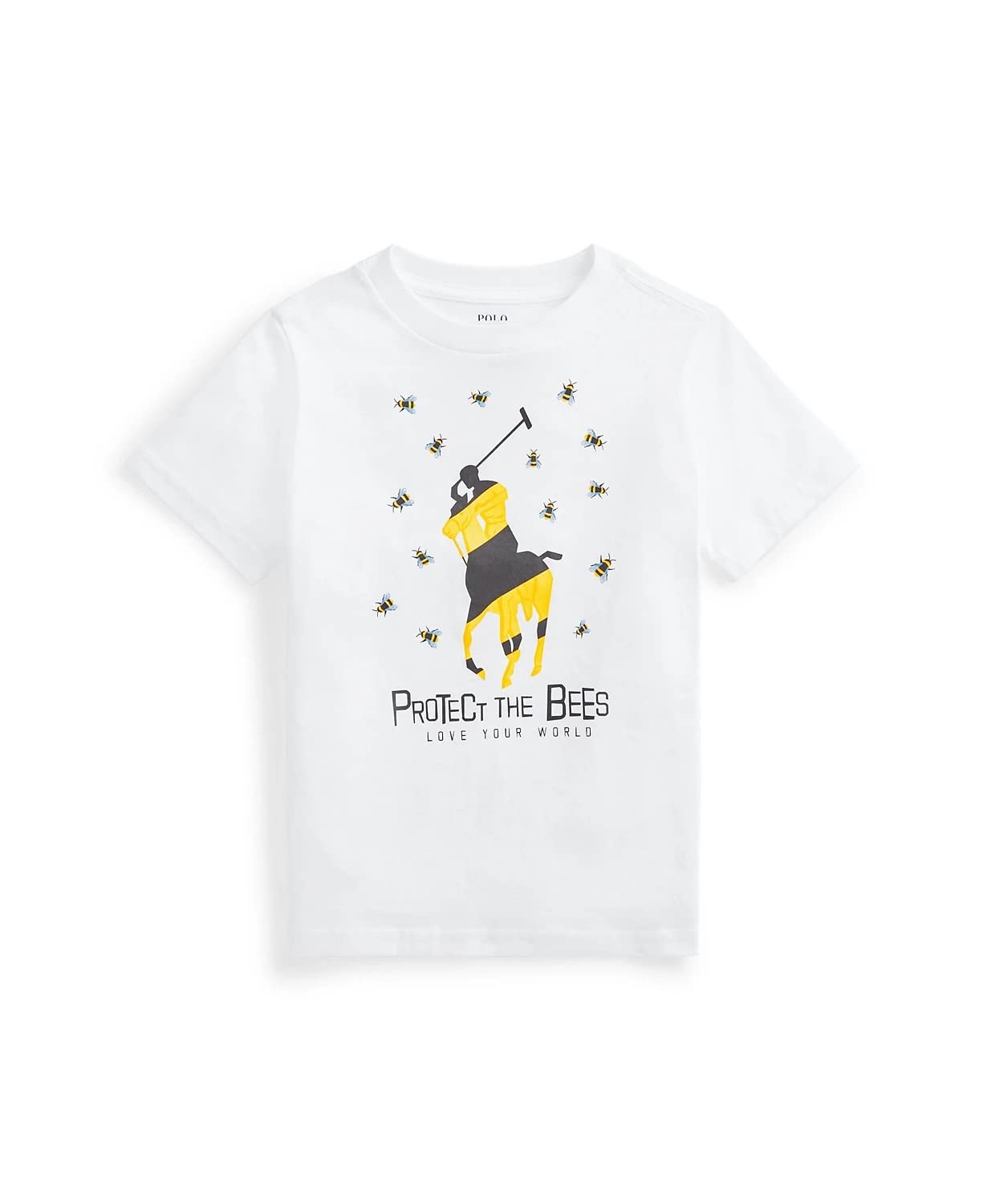 Ralph Lauren Boys' Cotton Bear Graphic T-Shirt - Protect The Bees White, Size 8 (Small) | Cute Casual Tee for School, Playdates & Everyday Wear