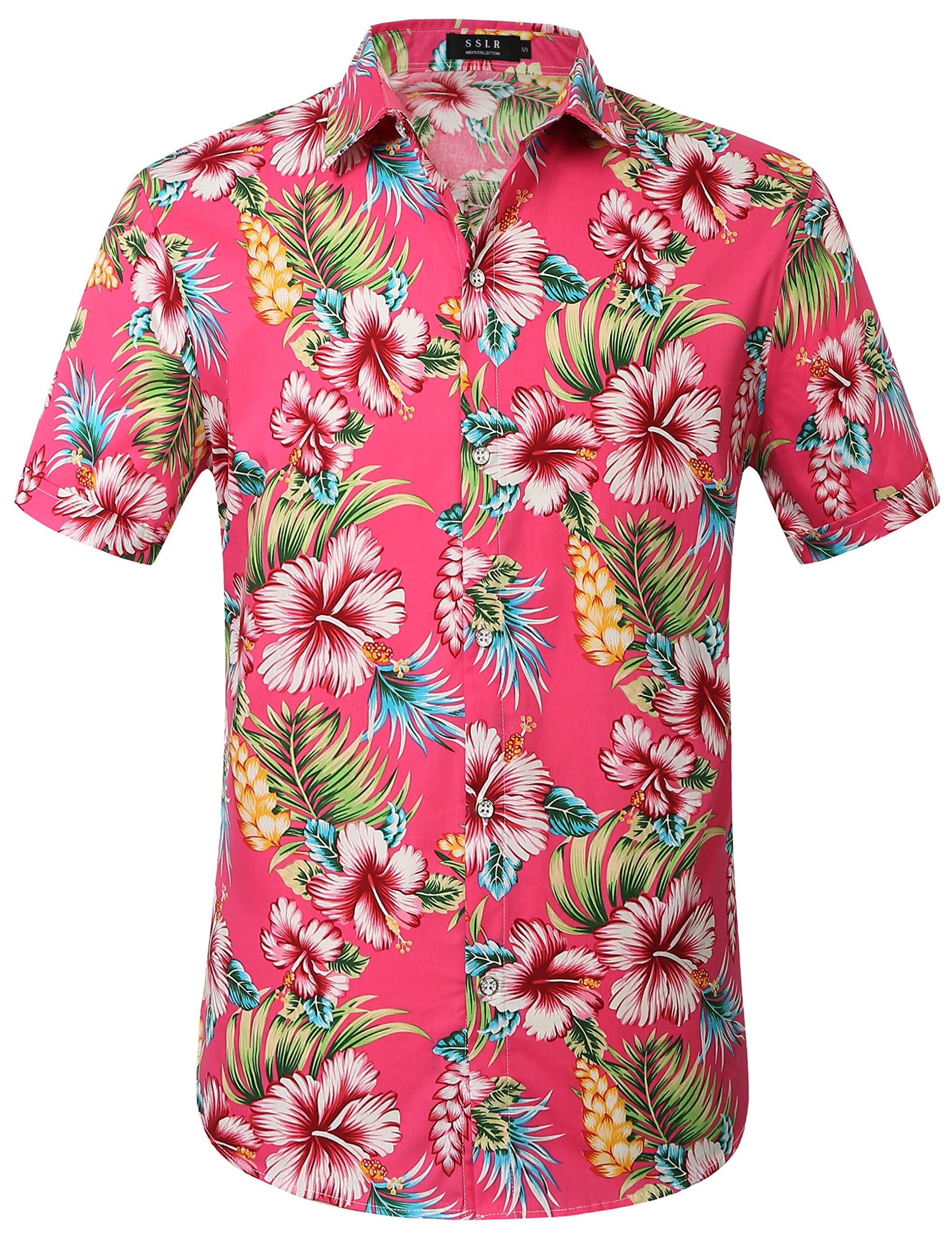 SSLR Men's Hawaiian Shirt - Casual Short Sleeve Button Down Shirt for Men | Tropical Vacation, Beach Party & Summer Outfit