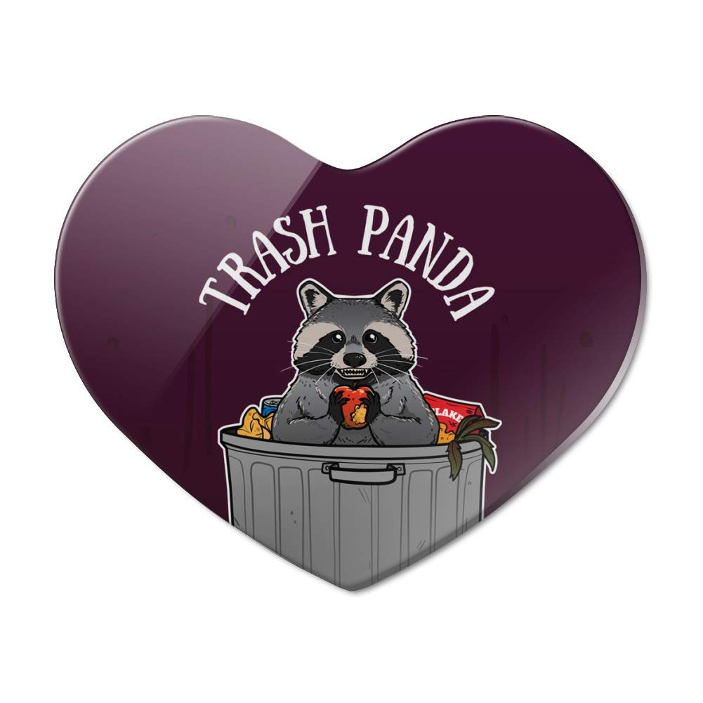 Funny Raccoon Trash Panda in Garbage Heart Acrylic Fridge Magnet - Perfect for Refrigerator Decor, Office Whiteboard & Home Kitchen Accessories