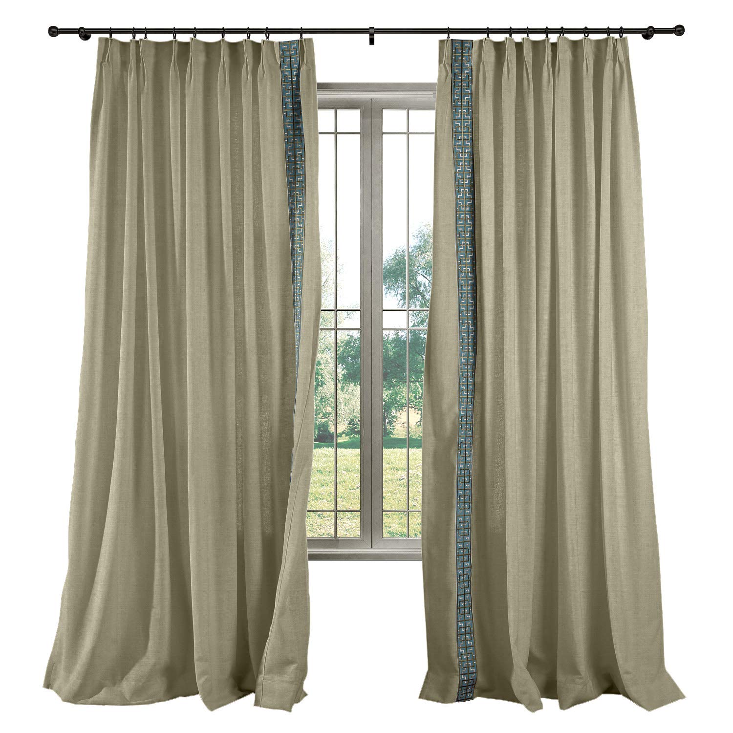 TWOPAGES Blackout Thermal Insulated Linen Pinch Pleated Curtains - Extra Long 52x144 Inch Decorative Window Drapes for Living Room, Bedroom & Office (Taupe Grey, 2 Panels) - Perfect for Light Blocking, Energy Saving & Home Decor