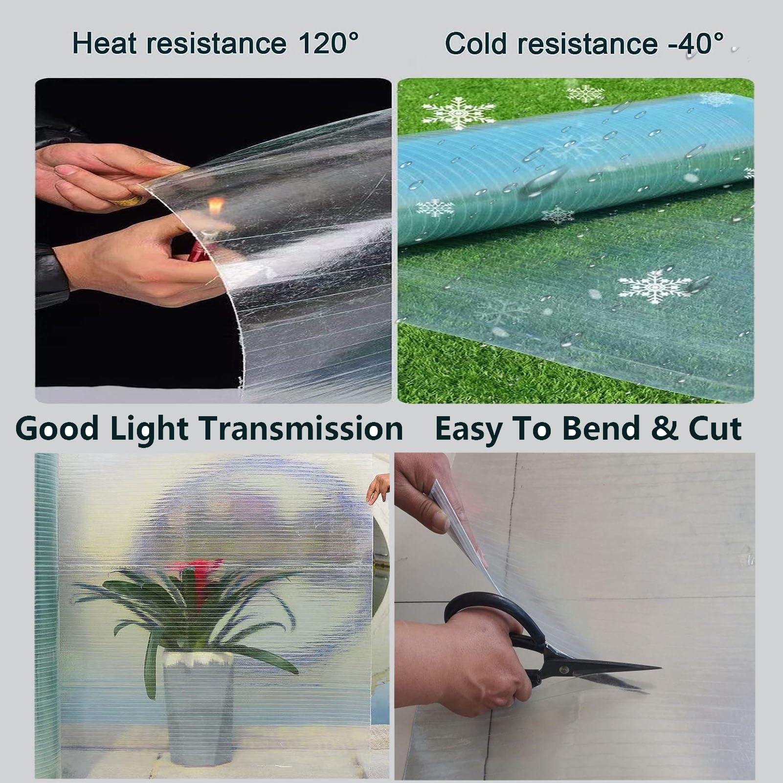 UTOYA 0.8mm Polycarbonate Roofing Panels - Clear Transparent Greenhouse Roof Sheets for Thermal Insulation & Rain Protection | Easy to Cut & Bend | Custom Sizes (59