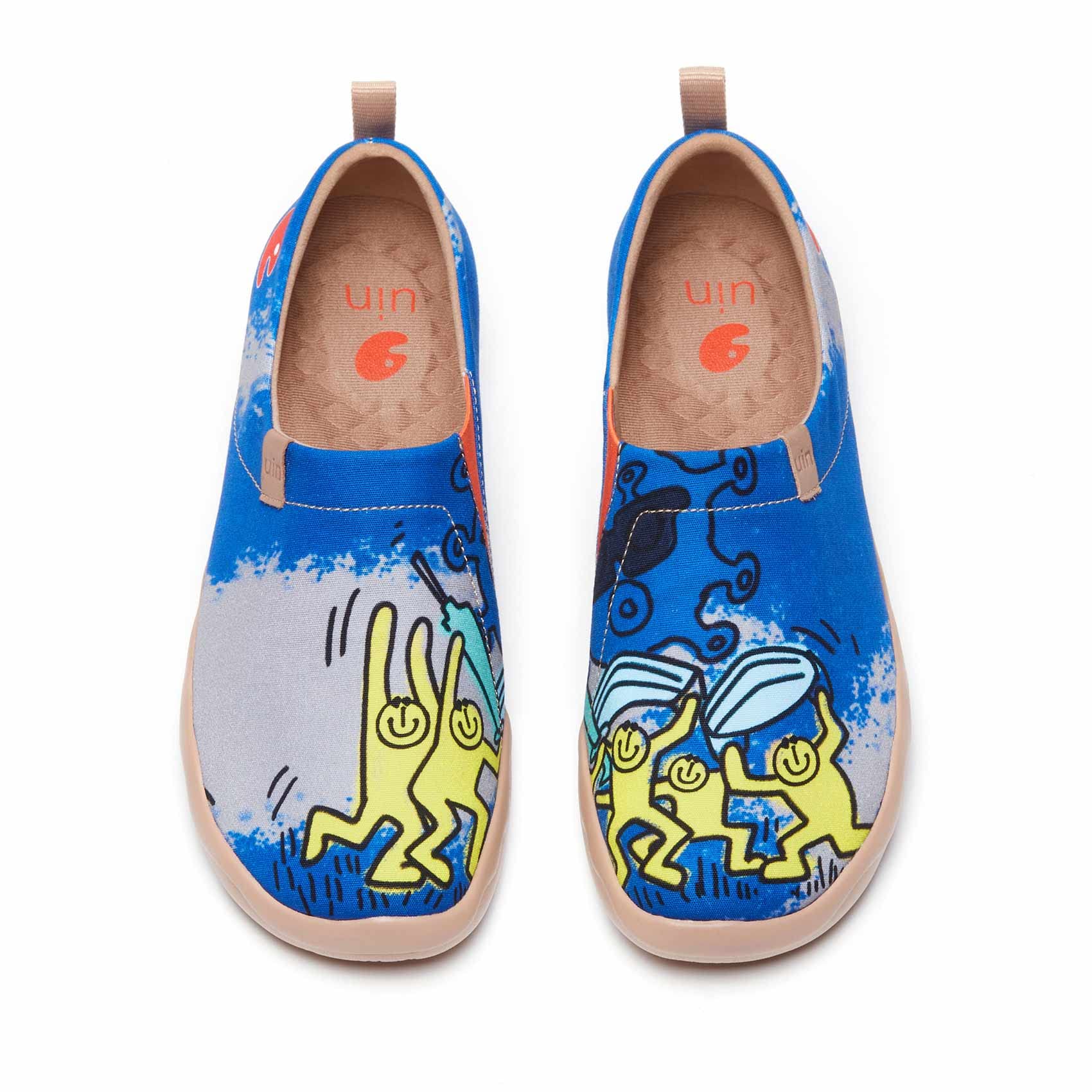 UIN Men's Slip-On Canvas Sneakers - Lightweight Comfortable Walking Shoes with Artistic Paint Design | Perfect for Casual Wear, Travel & Everyday Use