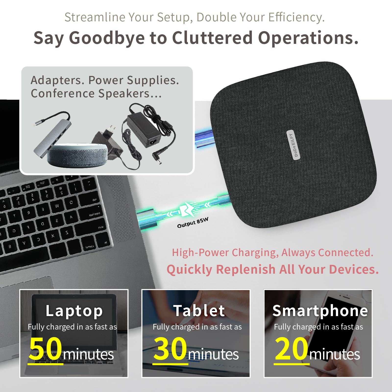 BXB 8-in-1 Docking Station with Bluetooth Speaker & Microphone - USB-C Fast Charger for iPhone, PC, Laptop - Perfect for Conference Calls, Home Office & Remote Work