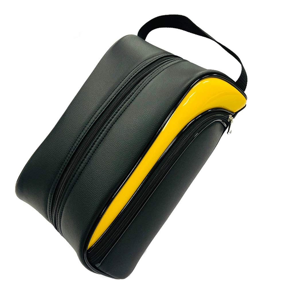 **Waterproof & Dustproof PU Leather Golf Shoe Bag – Portable Zippered Sports Shoe Organizer for Travel, Gym & Golf Course – Convenient Shoe Carrier for Men & Women**