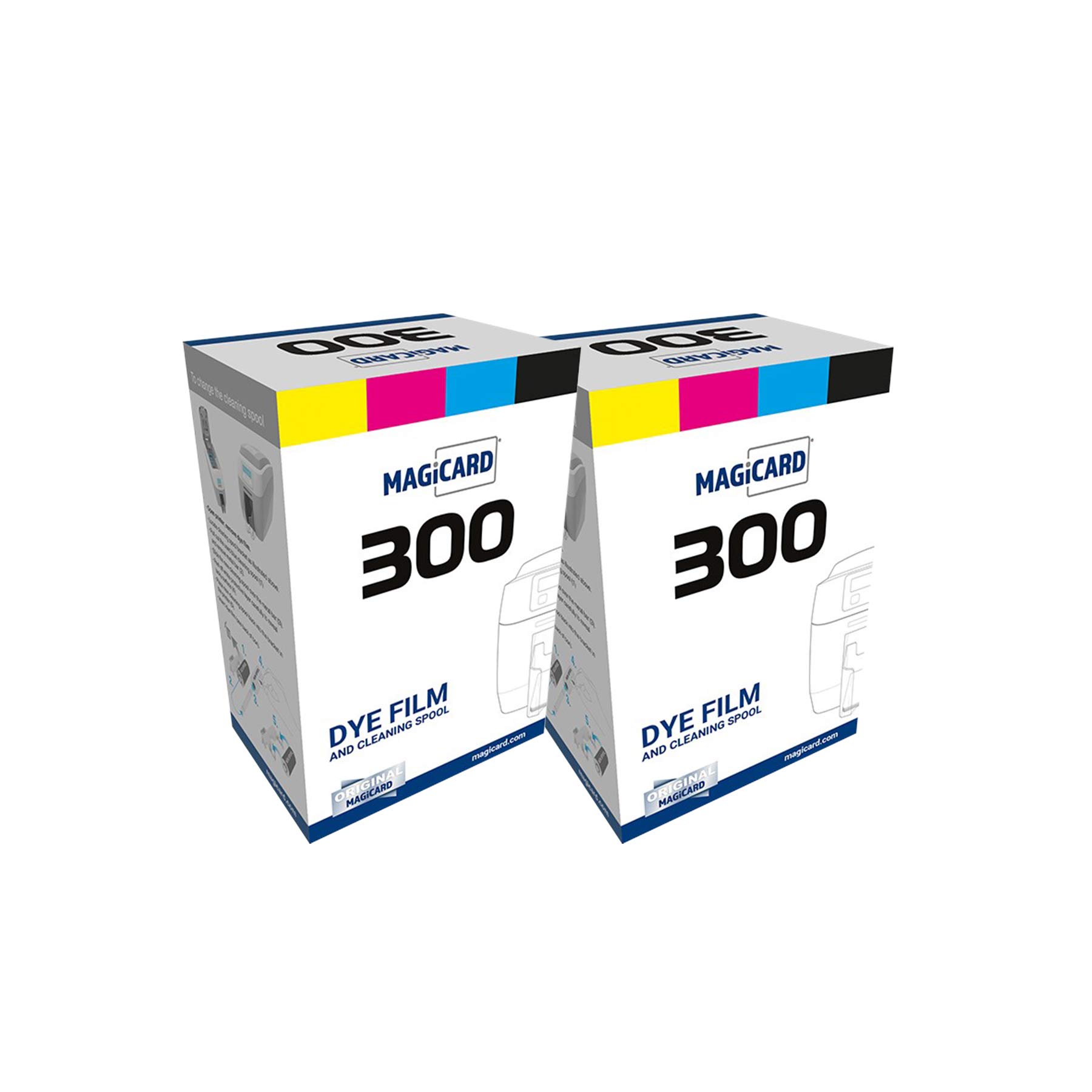 Bodno 2-Pack Magicard 300 Printer MC300YMCKO with YMCKO Color Ribbon - 300 Prints Capacity - Ideal for ID Badge Printing, Loyalty Cards & Membership Cards