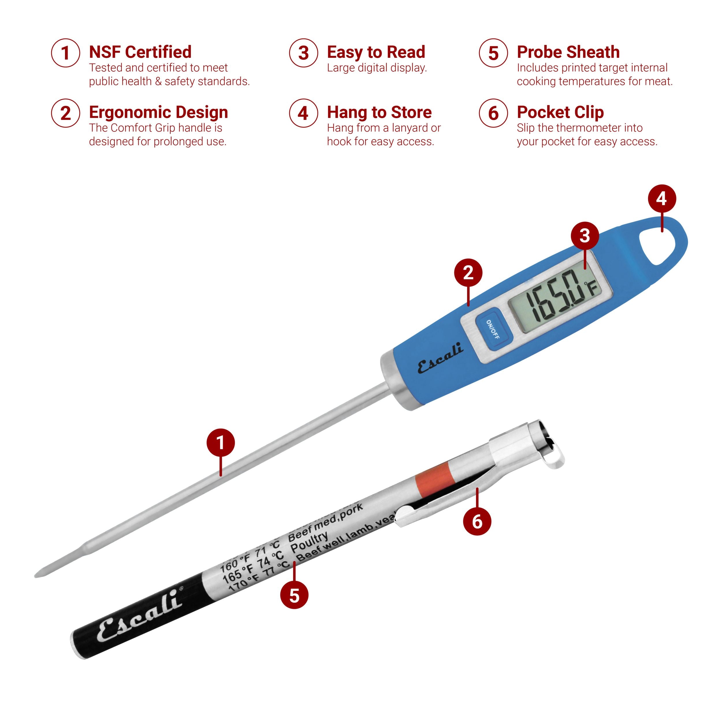 Premium Digital Cooking Thermometer for Meat, BBQ, Grill & Baking - Instant Read Food Thermometer with Backlit LCD Display - Perfect for Kitchen, Outdoor Cooking & Home Chefs
