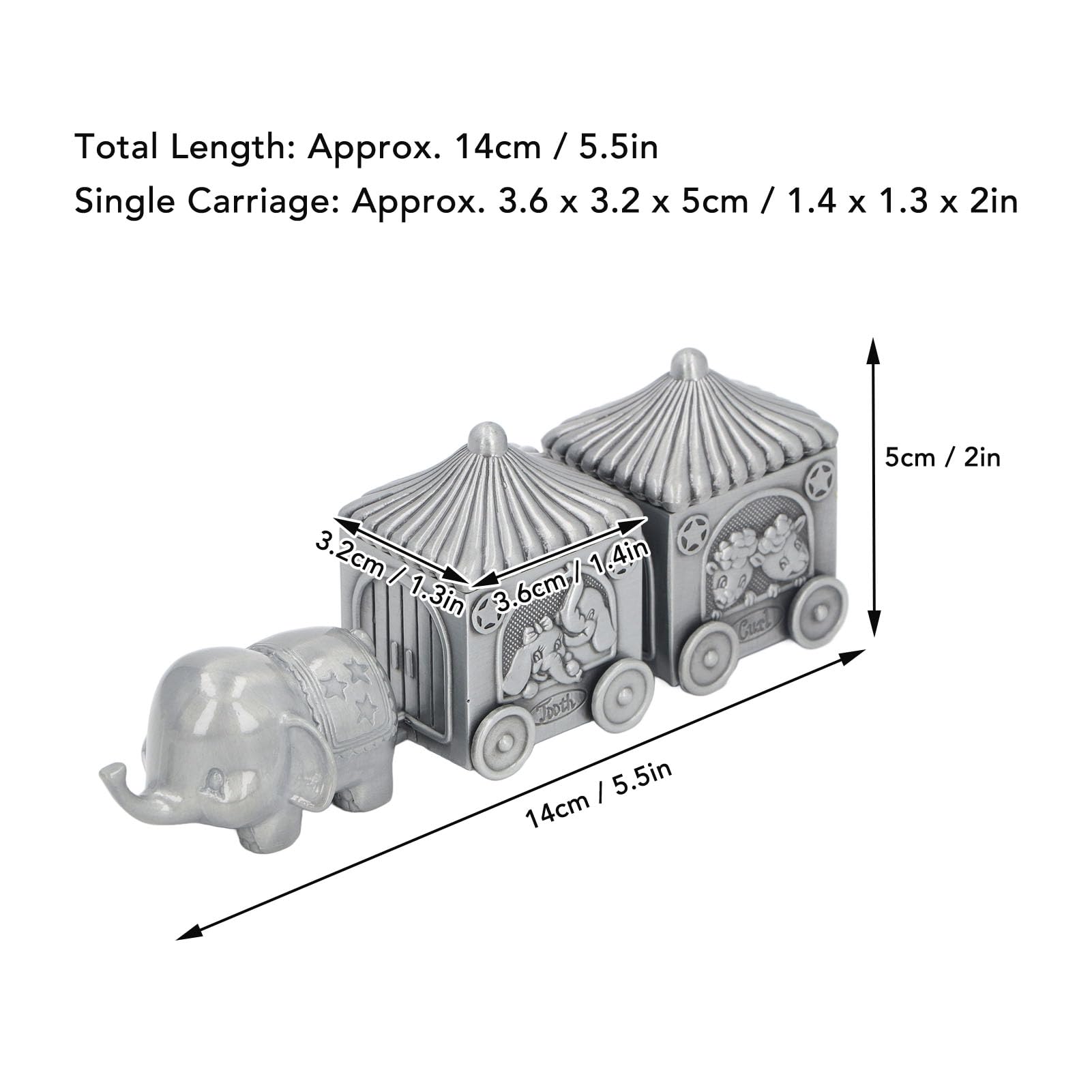 Elephant Keepsake Box Set - 2 Carriage Boxes & Elephant Statue for Baby Teeth Storage | Baby Shower Gift, Newborn Memory Organizer, First Birthday Present | Perfect for Nursery Decor and Milestone Keepsakes