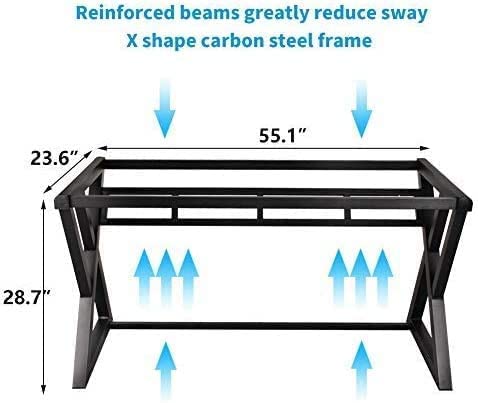 SAMERY 55.1 Inch Modern Black Glass Computer Desk - Home Office, Study, Gaming & Writing Table with Fashion Strength Tempered Glass for Laptop & Office Use