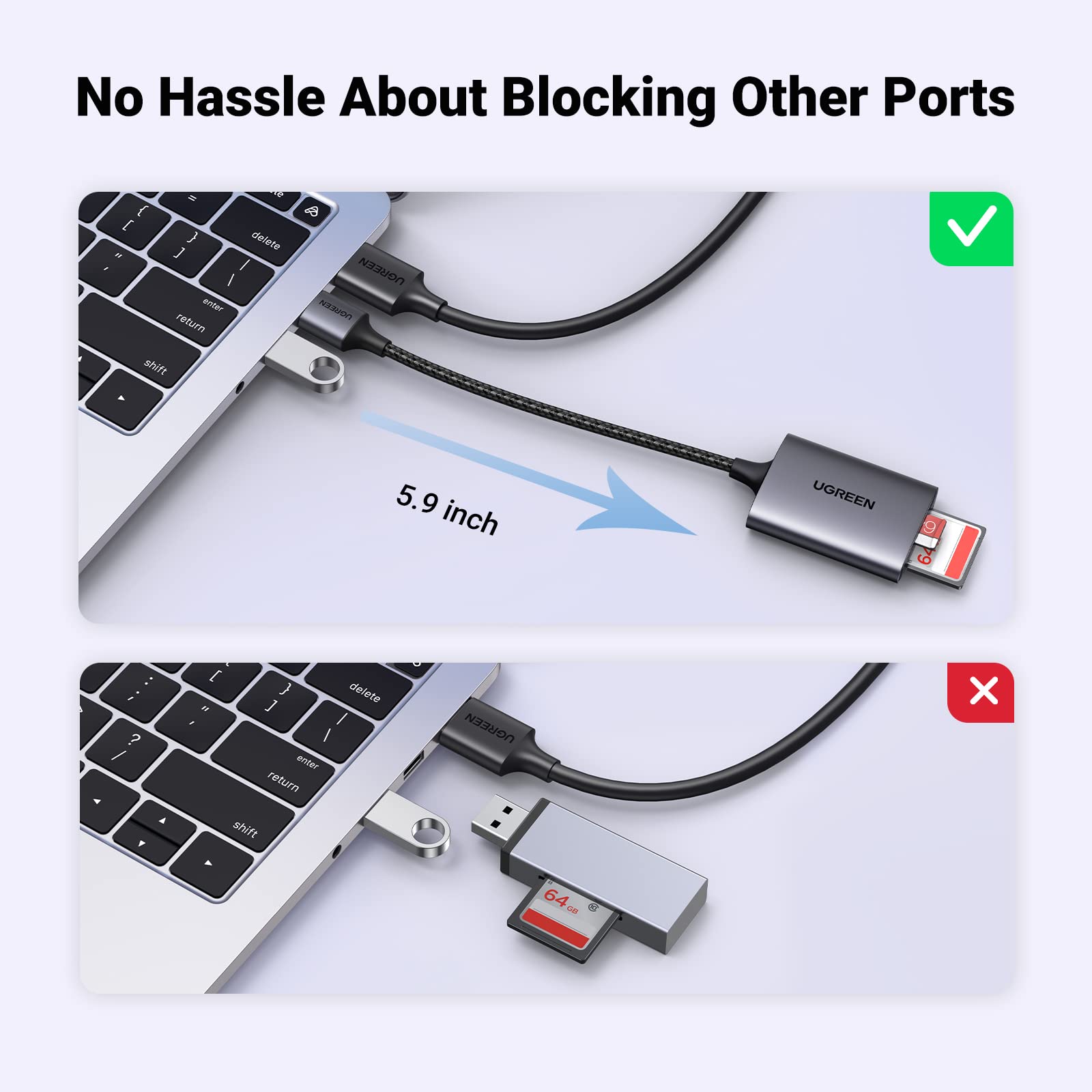 UGREEN USB 3.0 SD Card Reader - High-Speed Dual Slot Memory Card Adapter for Micro SD/SDHC/SDXC/RS MMC - Compatible with Windows, Mac, Linux - Perfect for Photographers, Videographers & Data Transfer