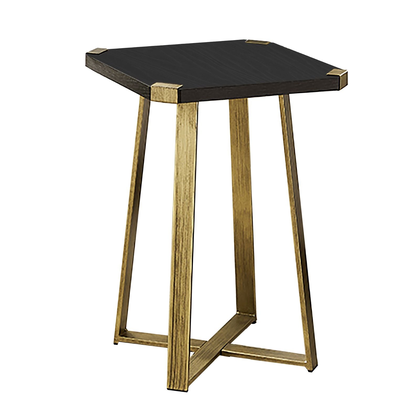 Criterion Capri Square End Table - Black Oak with Gold Accents - Modern Side Table for Living Room, Bedroom, or Office