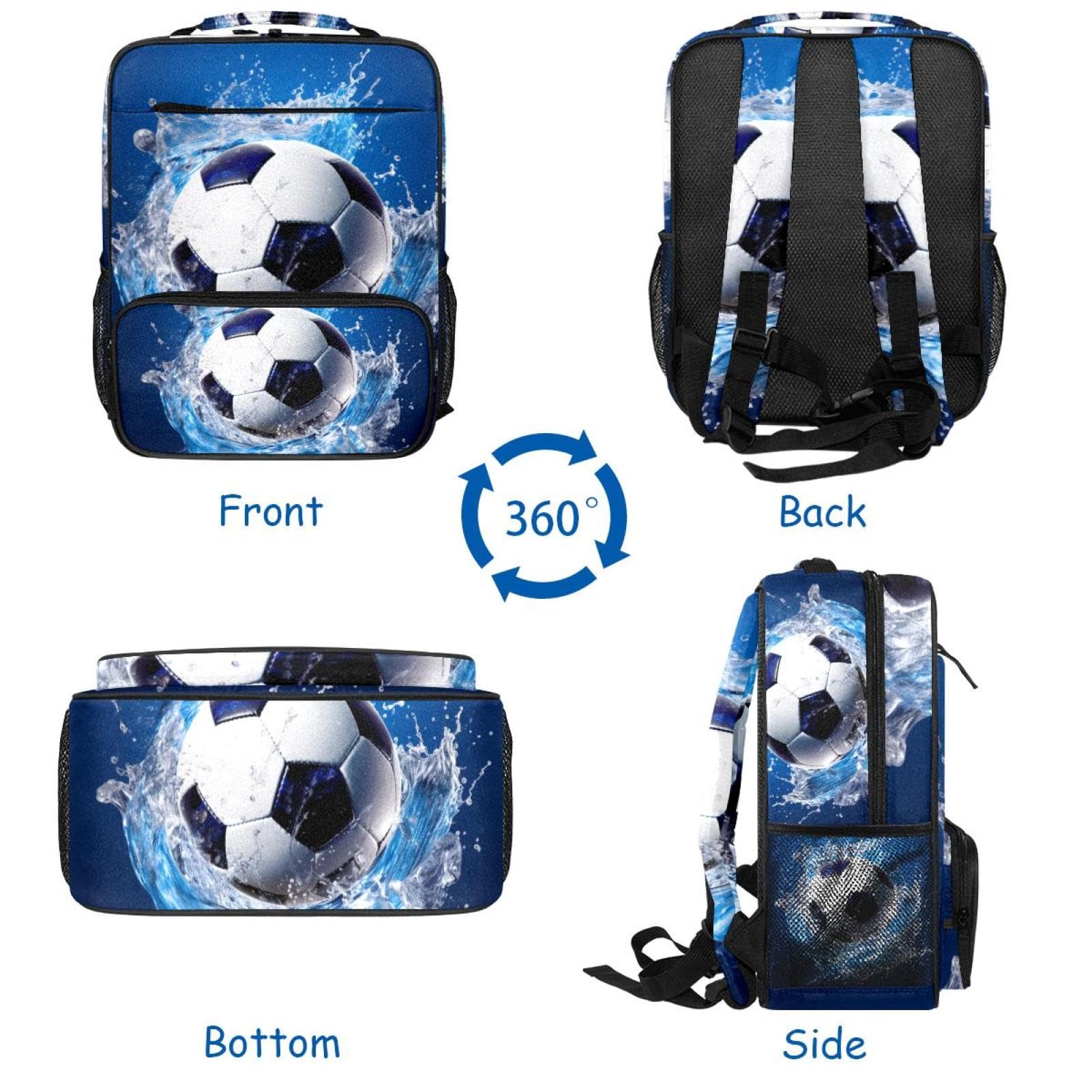 Men's & Women's Travel Backpack - Durable Blue Ocean Design Waterproof Football Backpack for Hiking, Gym & Daily Commute