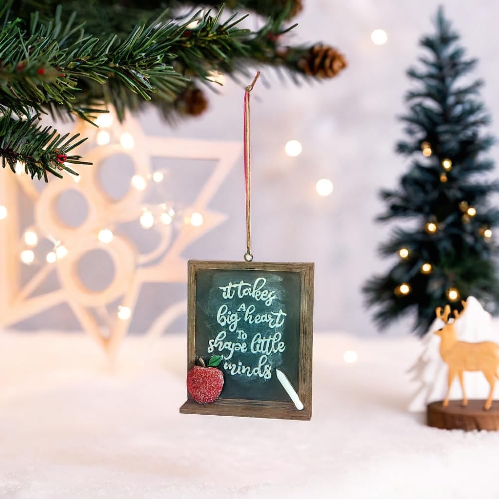 Fun Express Teacher Chalk Board Ornament Set - 12 Piece Classroom Decorations for Teachers, School Bulletin Boards & Home Office Decor