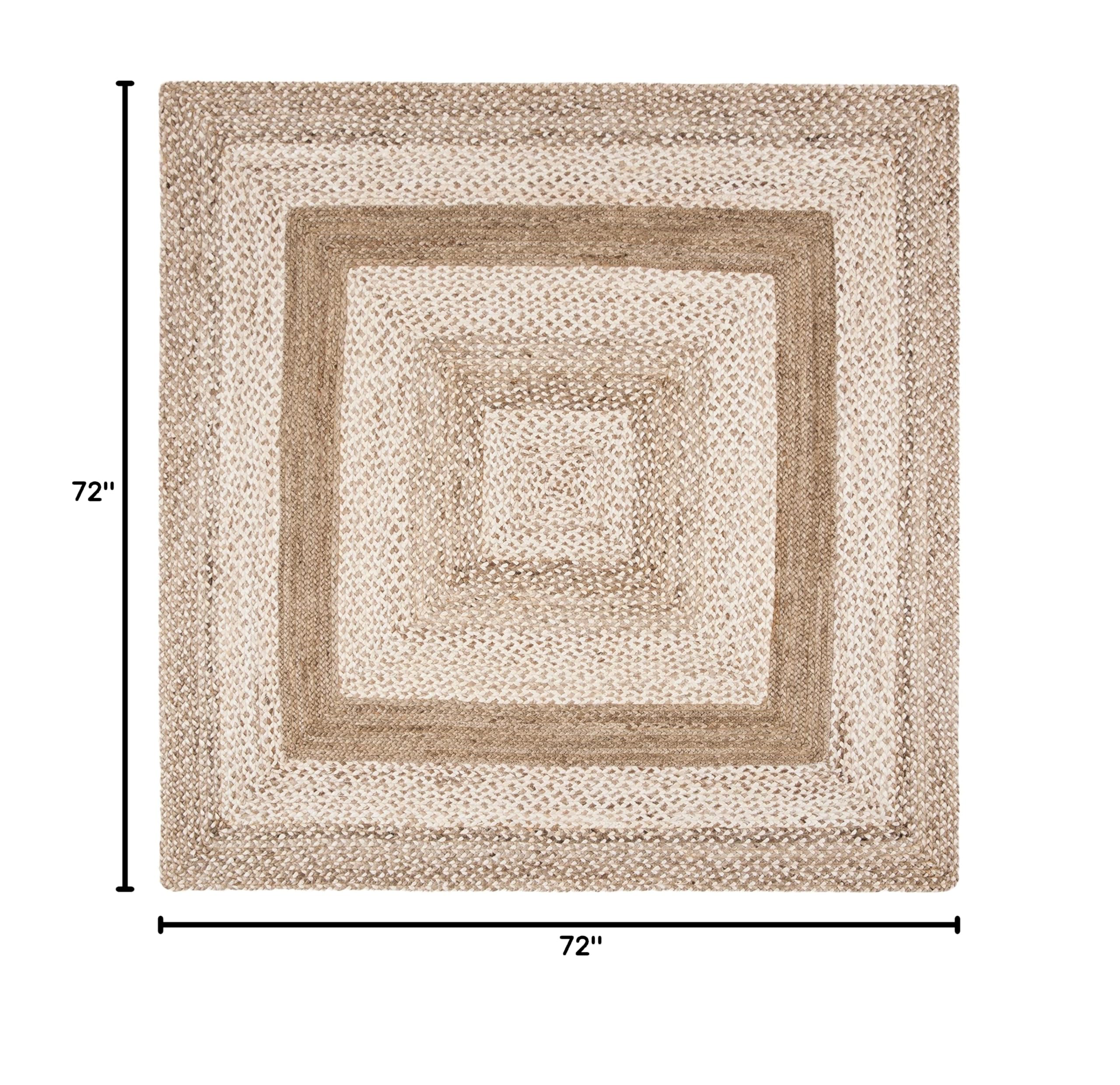 Safavieh Handmade Jute Area Rug 6'x6' Square Farmhouse Country Style in Grey & Ivory - Perfect for Living Room, Bedroom, or Dining Room Decor