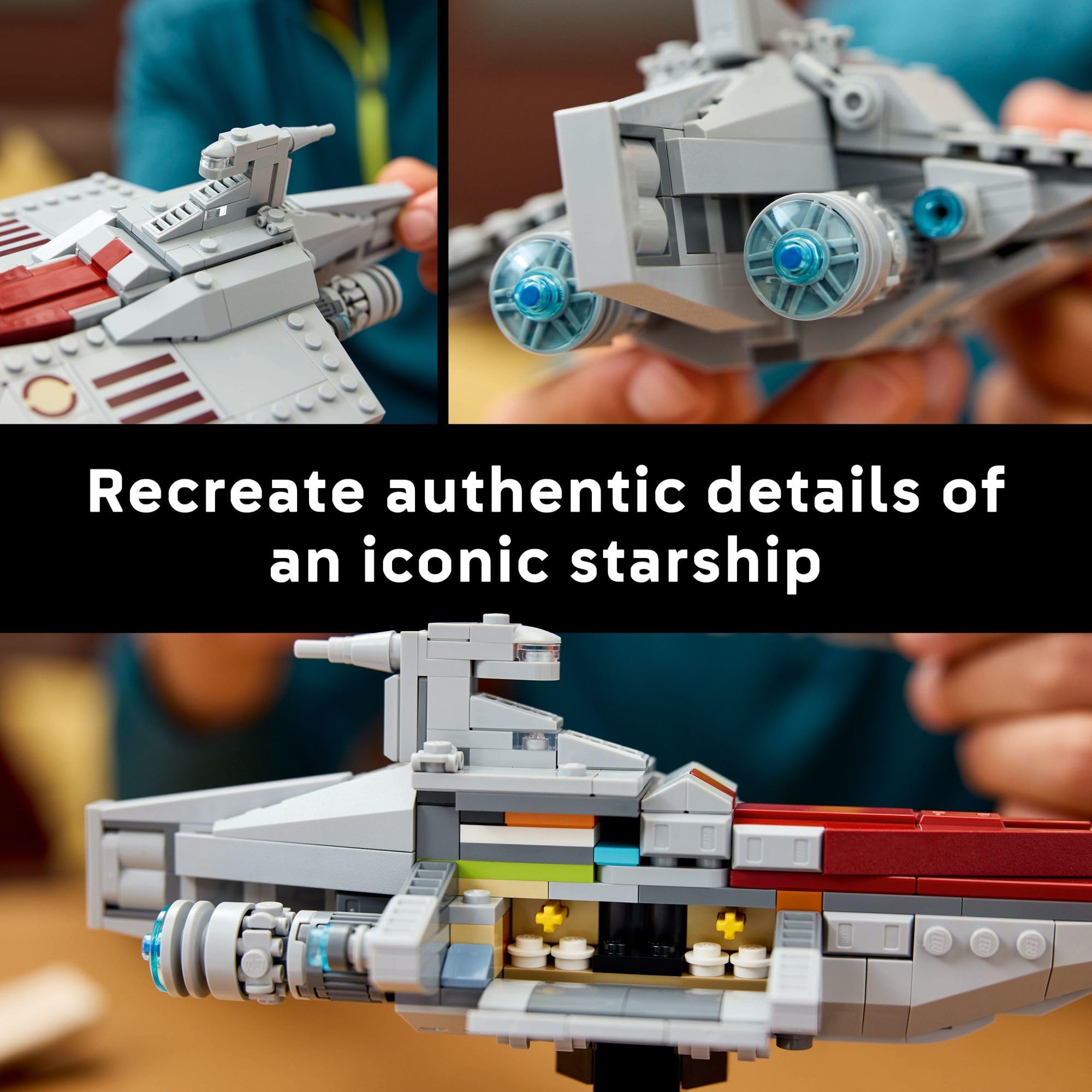 LEGO Star Wars: Attack of The Clones Acclamator-Class Assault Ship Building Set (75404) - Star Wars Collectible Model Kit with Display Stand for Adults - Perfect for Home Office Decor, Gift for Fans & Star Wars Enthusiasts