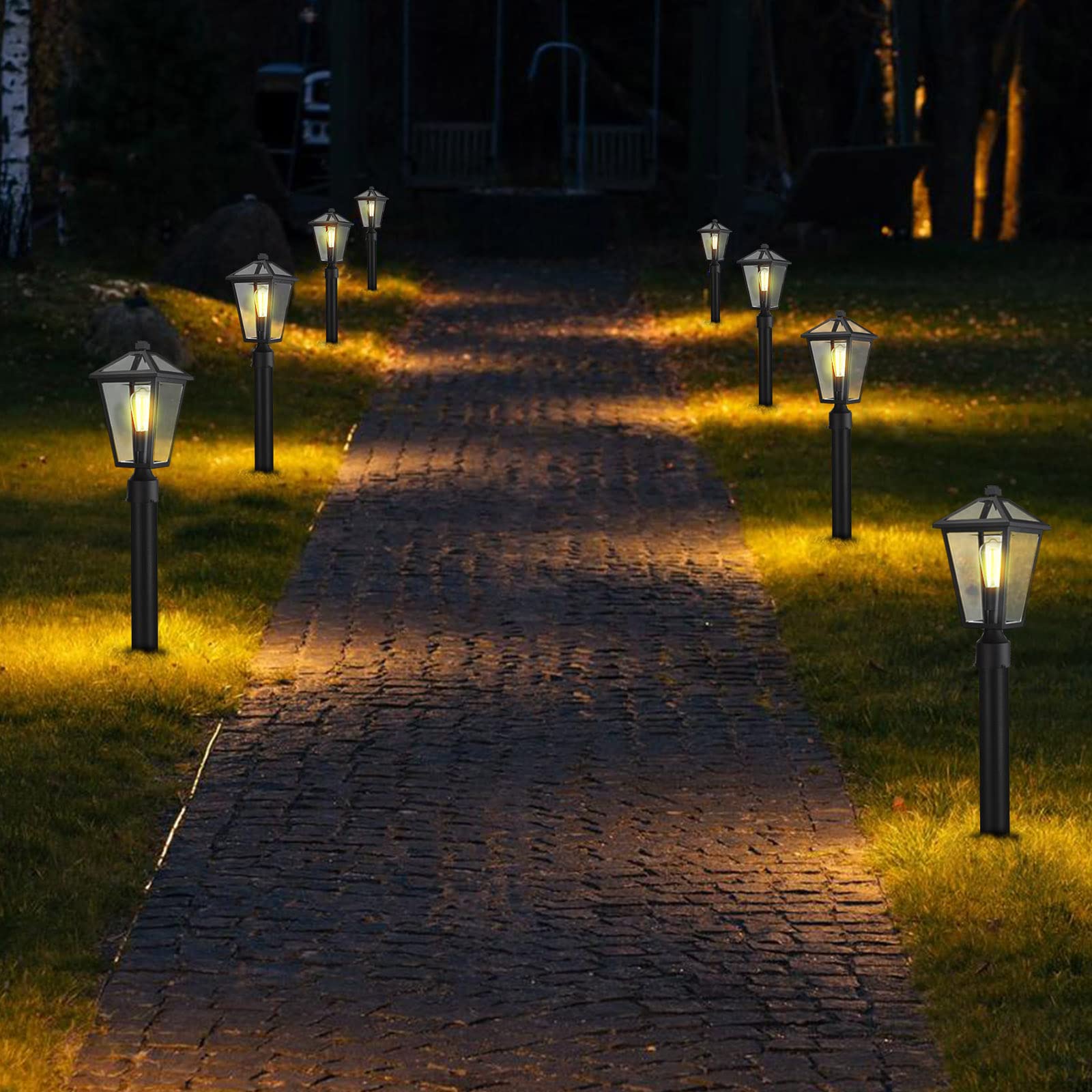Outdoor Post Light Fixture - Black Aluminum Waterproof & Rust-Resistant Medium Size Lamp Post Lighting for Walkway, Driveway, Patio, Porch | Perfect for Garden, Yard, and Outdoor Pathway Illumination