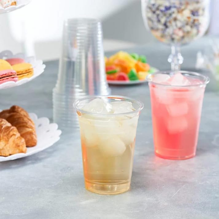 16oz Clear Plastic Pet Cups with Flat Lid & Straw - 100% Recyclable & Eco-Friendly - Ideal for Smoothies, Iced Coffee, Bubble Tea, and Cold Beverages - Bulk Pack of 1000 - Perfect for Cafes, Juice Bars, and Takeout Drinks