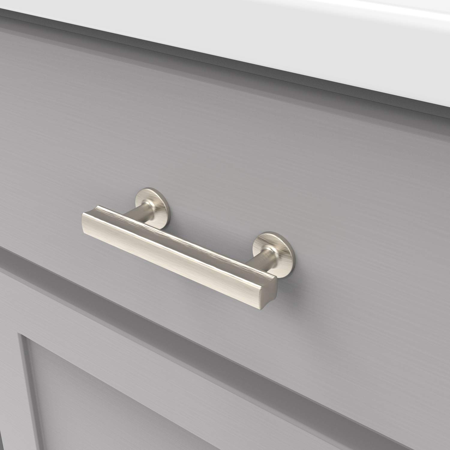 Hickory Hardware 10-Pack Solid Core Kitchen Cabinet Pulls - Premium Satin Nickel Drawer Handles for Cabinets, Dressers & Doors (3